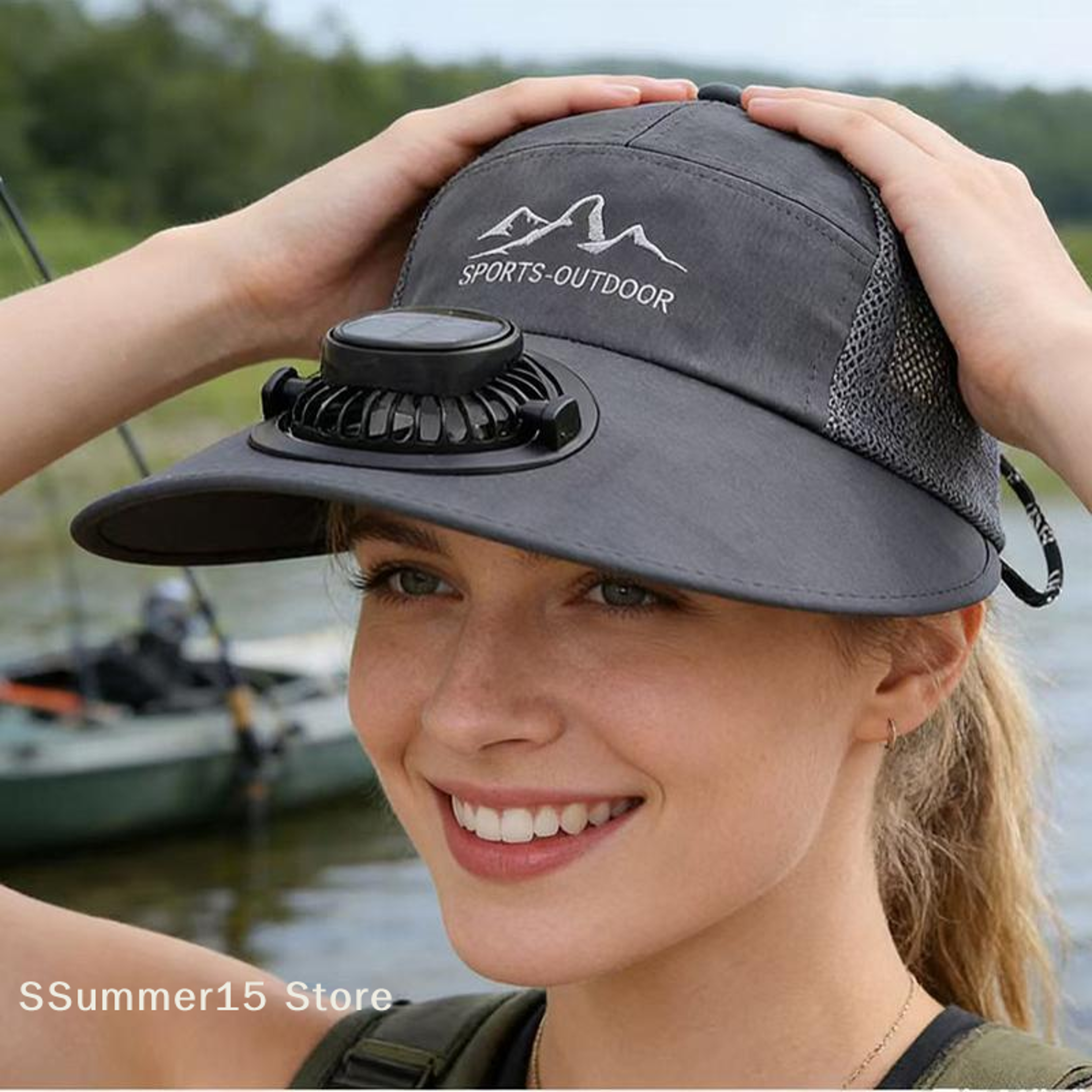 SolarCool Breeze Fan Hat Solar Powered Fan Hat With Sun Protection For Fishing Hiking  Outdoor Work 1