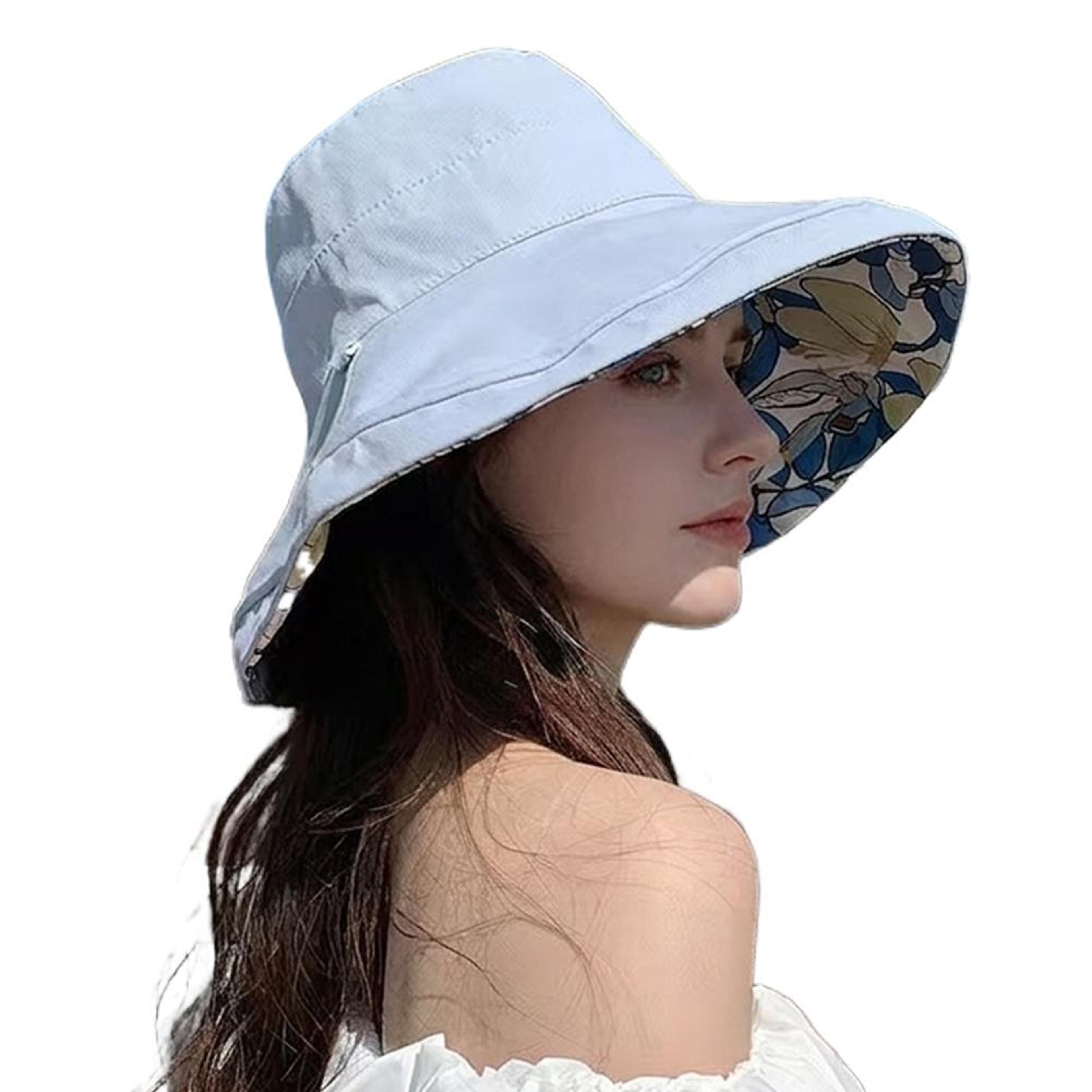 Reversible Wide Brim Sun Hat Dual Style Sun Protection Bucket Hat With Windproof Drawstring 3