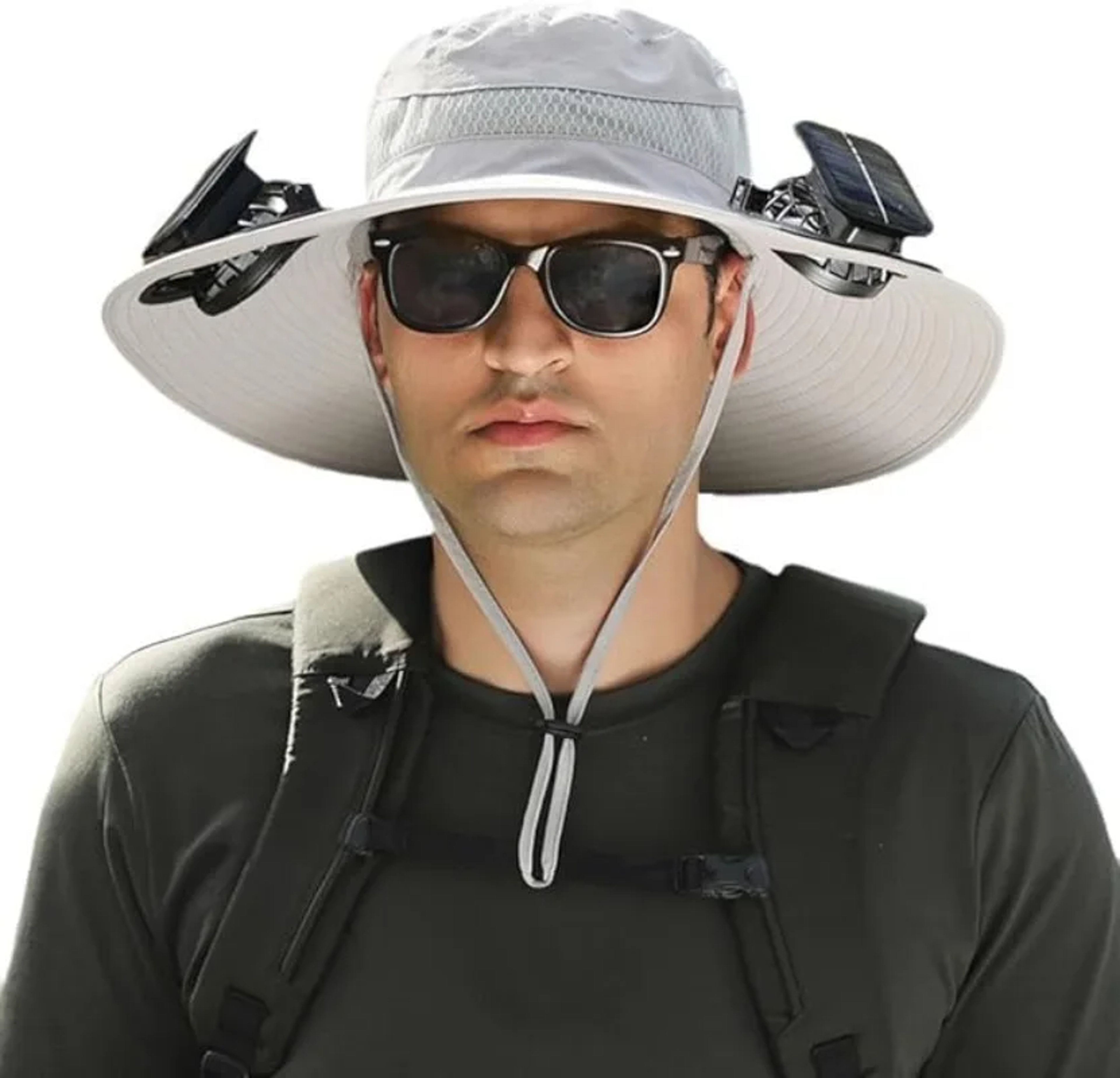 SolarCool Wide Brim Sun Hat With Dual Fan  USB Rechargeable Cooling 7