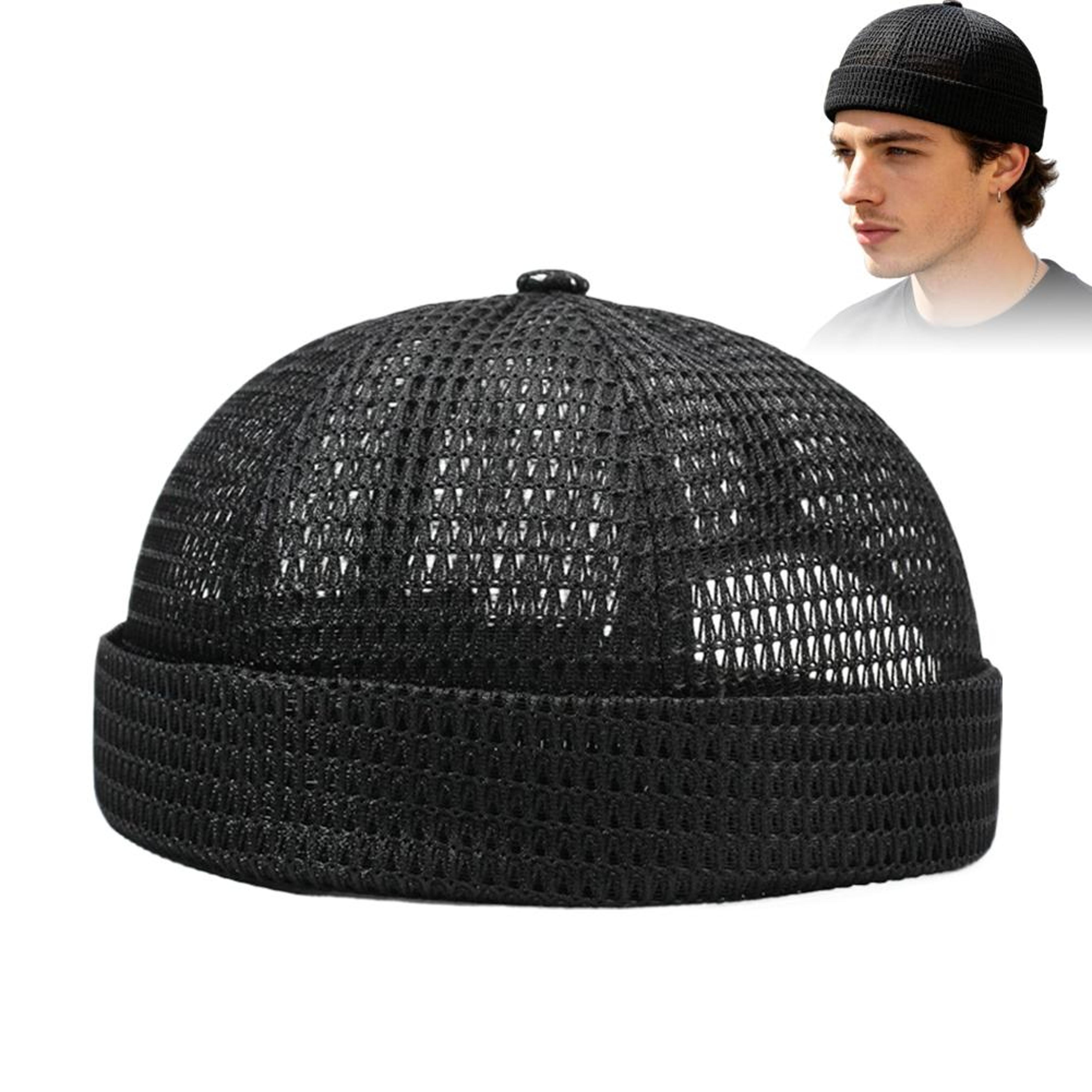 Retro Mesh Docker Cap Adjustable Brimless Docker Cap For Breathable Streetwear Comfort 1