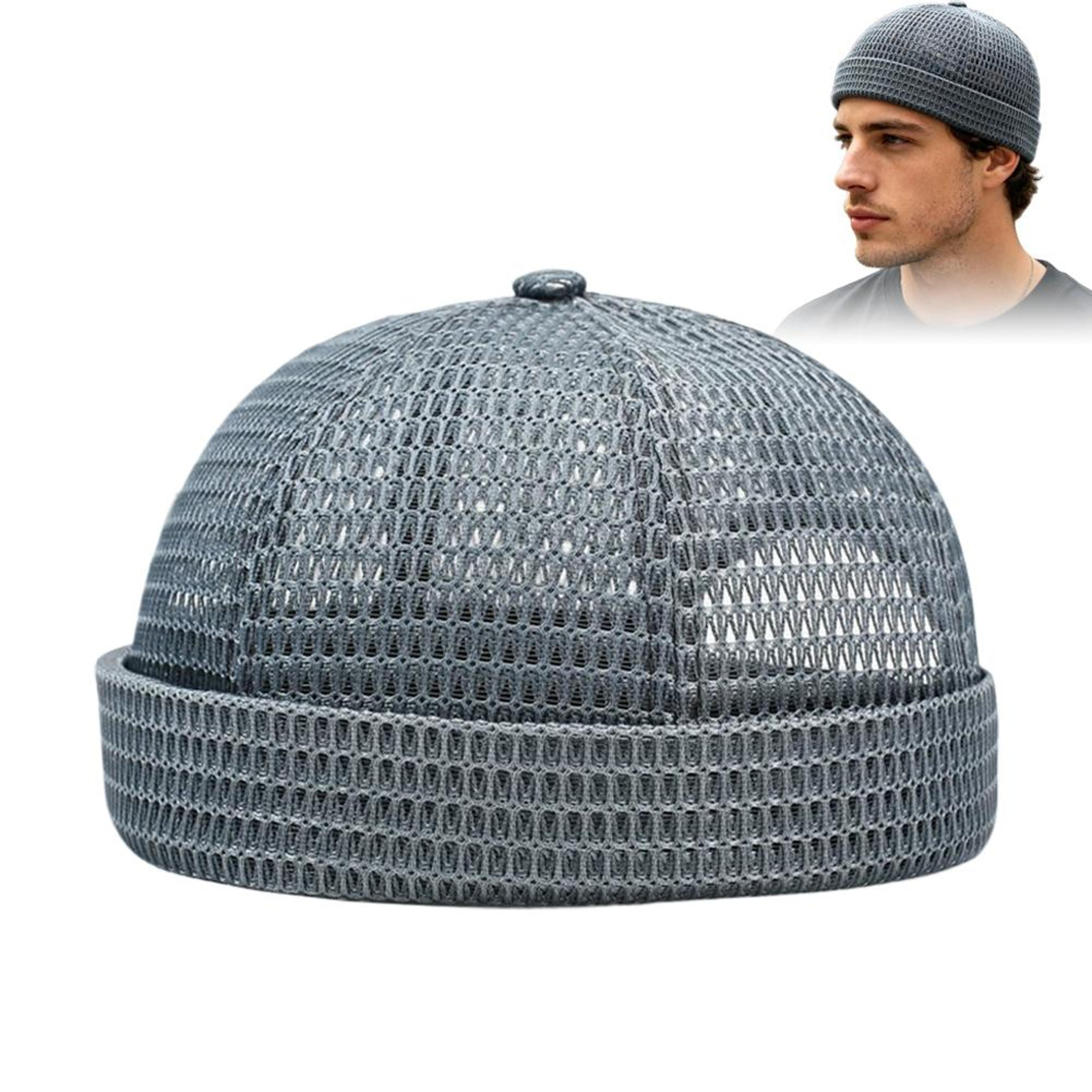 Retro Mesh Docker Cap Adjustable Brimless Docker Cap For Breathable Streetwear Comfort 3