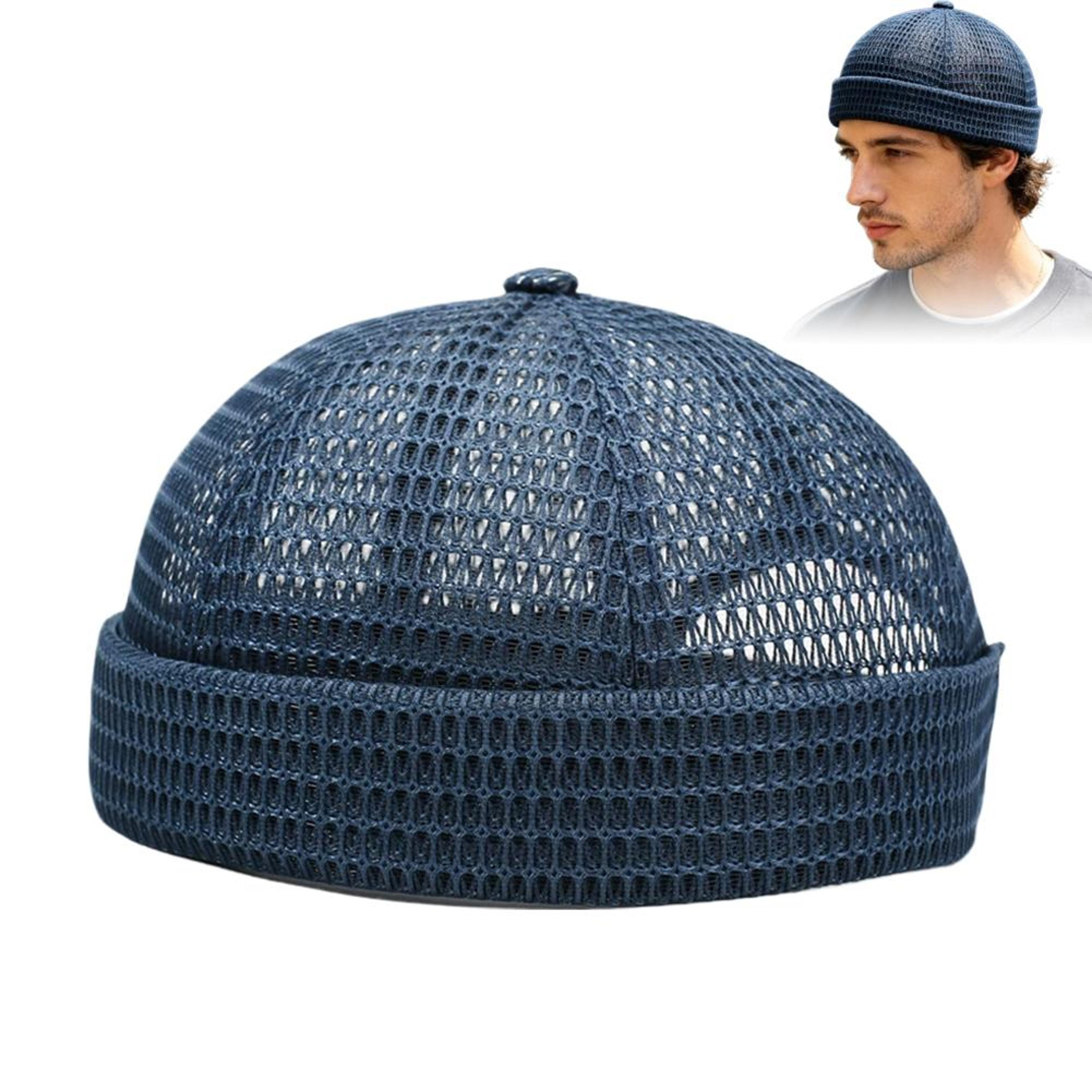 Retro Mesh Docker Cap Adjustable Brimless Docker Cap For Breathable Streetwear Comfort 4