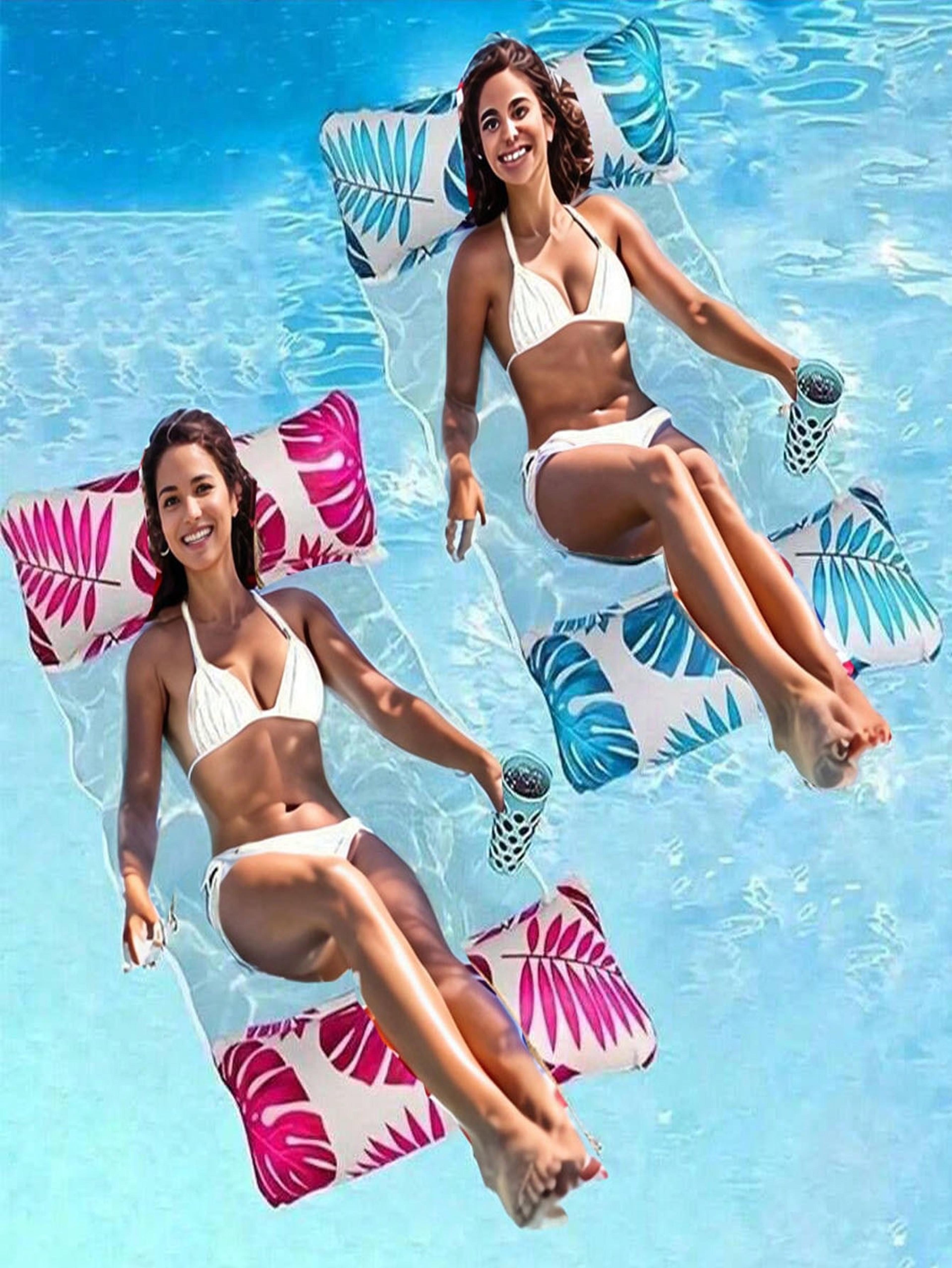 Inflatable Foldable Water Hammock Pool Lounger Floating Beach Air Mattress Chair 0
