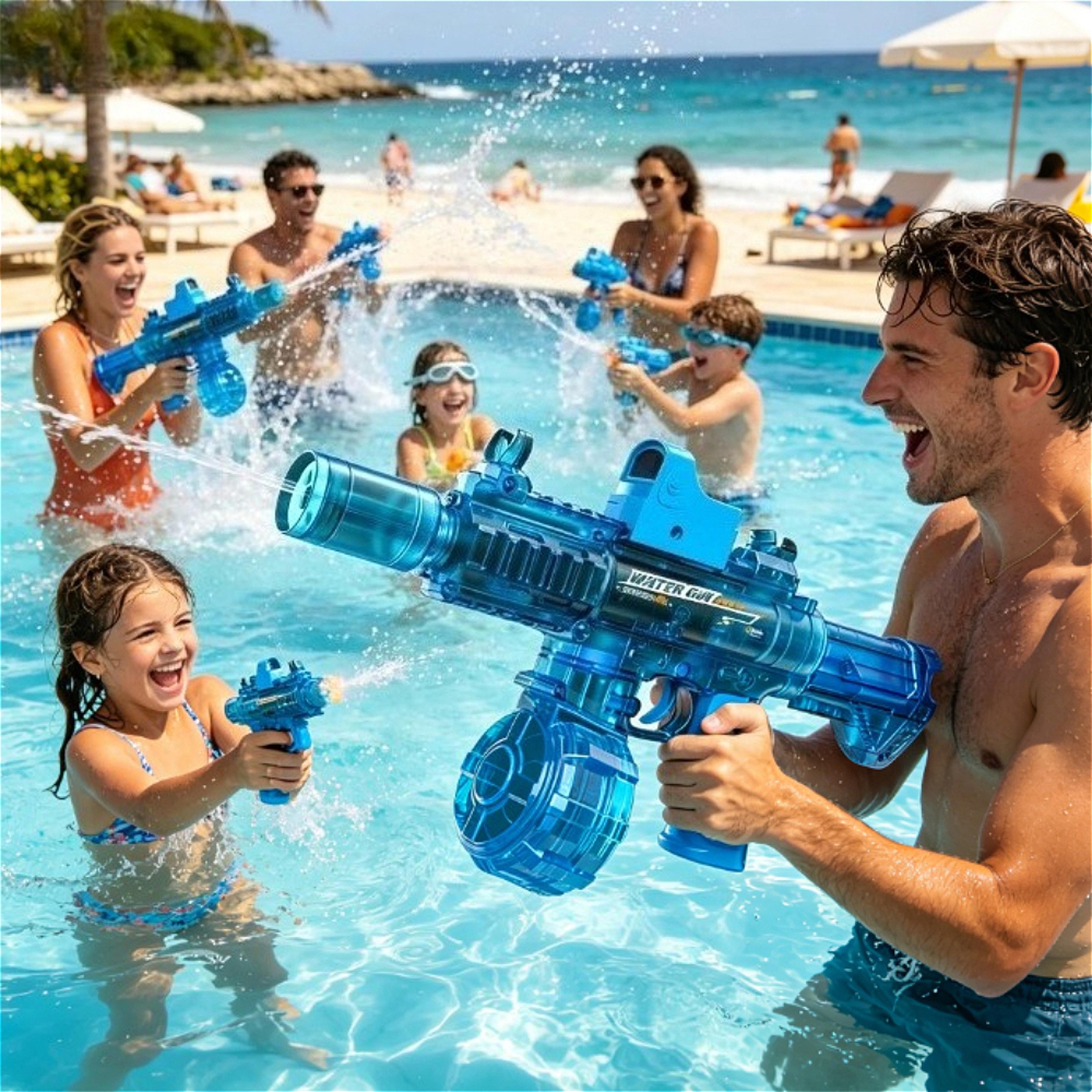 Kids LED Electric Water Gun Large Capacity Automatic Summer Water Blaster Toy 0