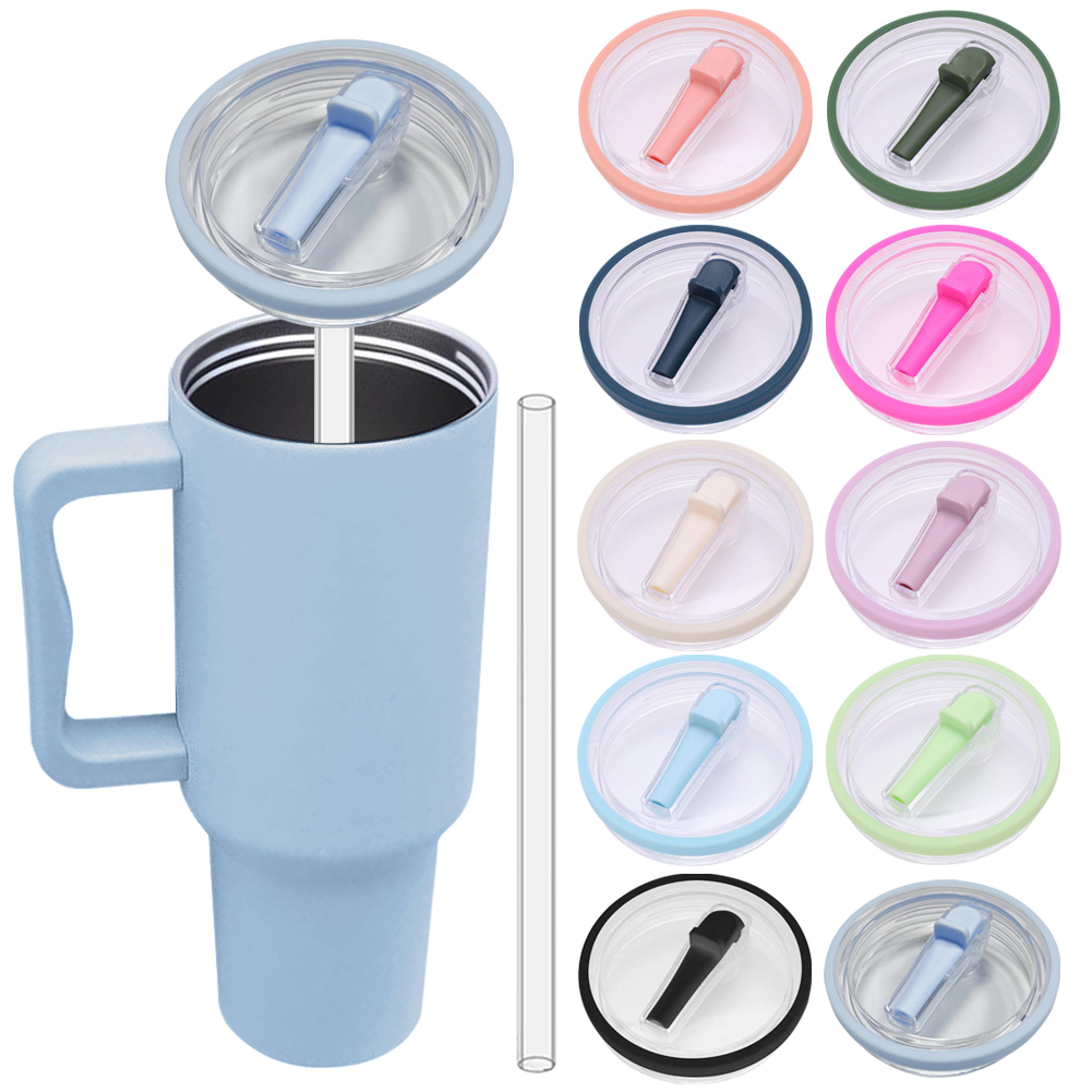 flip straw tumbler lid replacement for stanley quencher spill proof travel cover