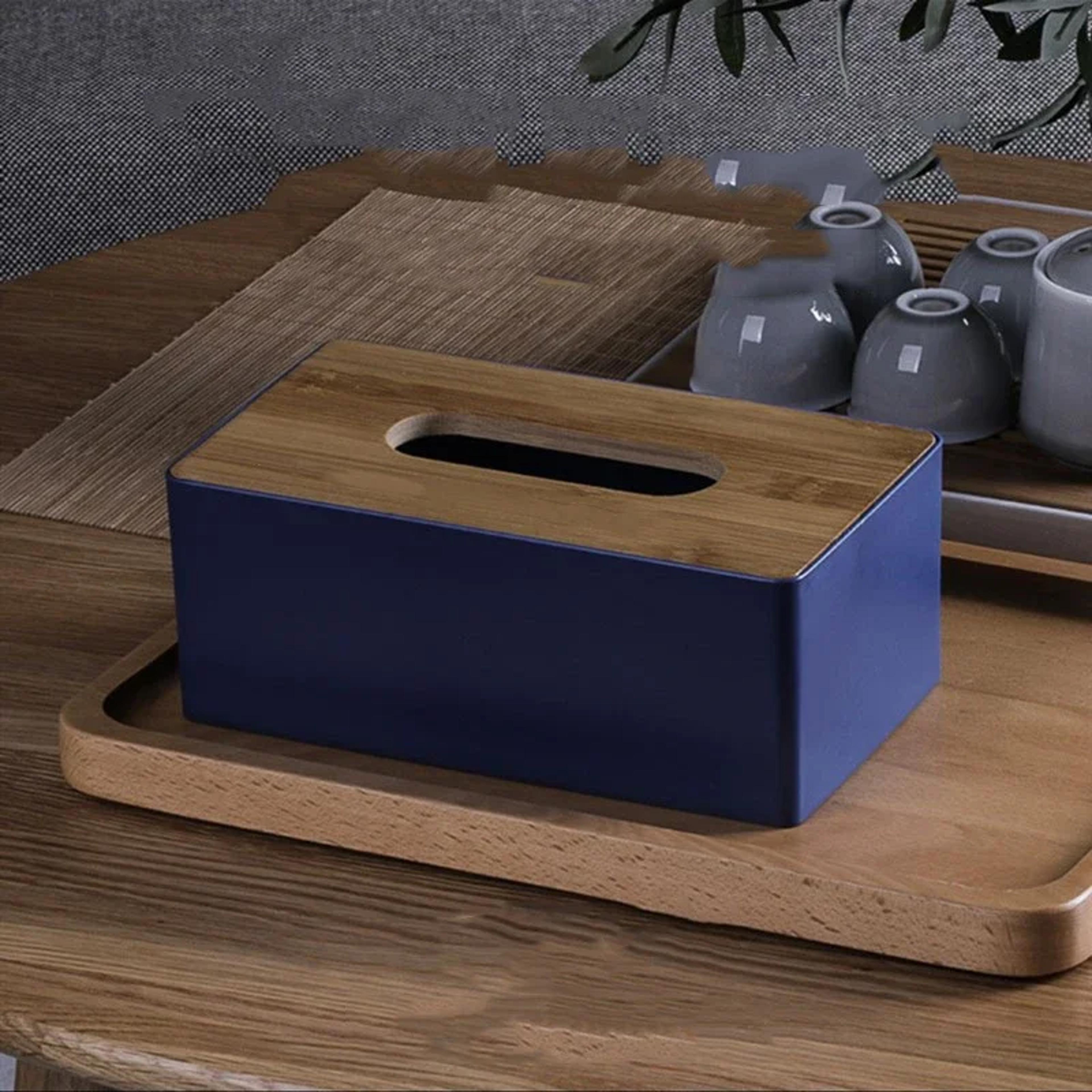 Solid Wood Bamboo Tissue Box Cover Desktop Napkin Holder Storage Box 1