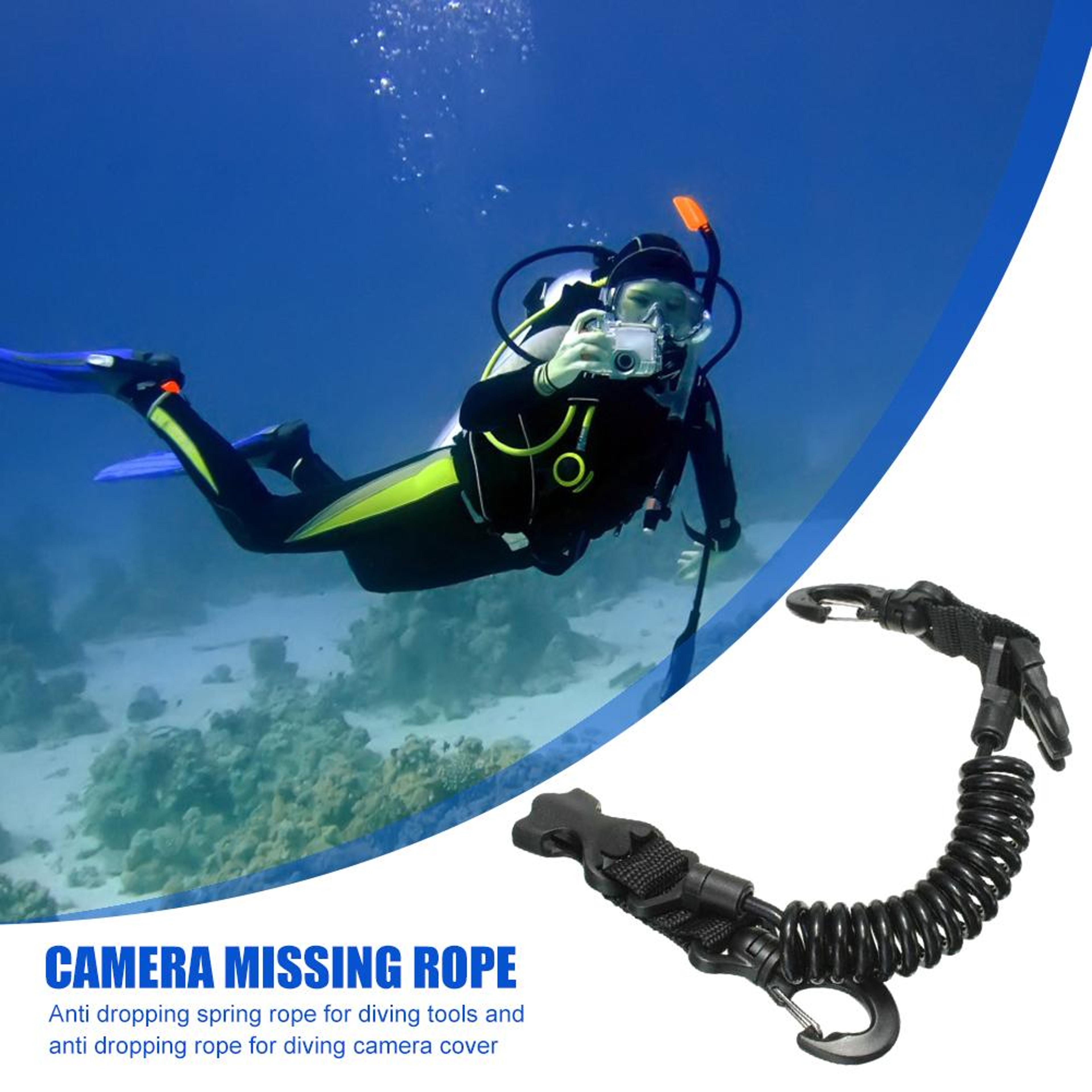 Elastic Coil Diving Camera Lanyard Anti Lost Scuba Safety Tether With Buckle Clip 0