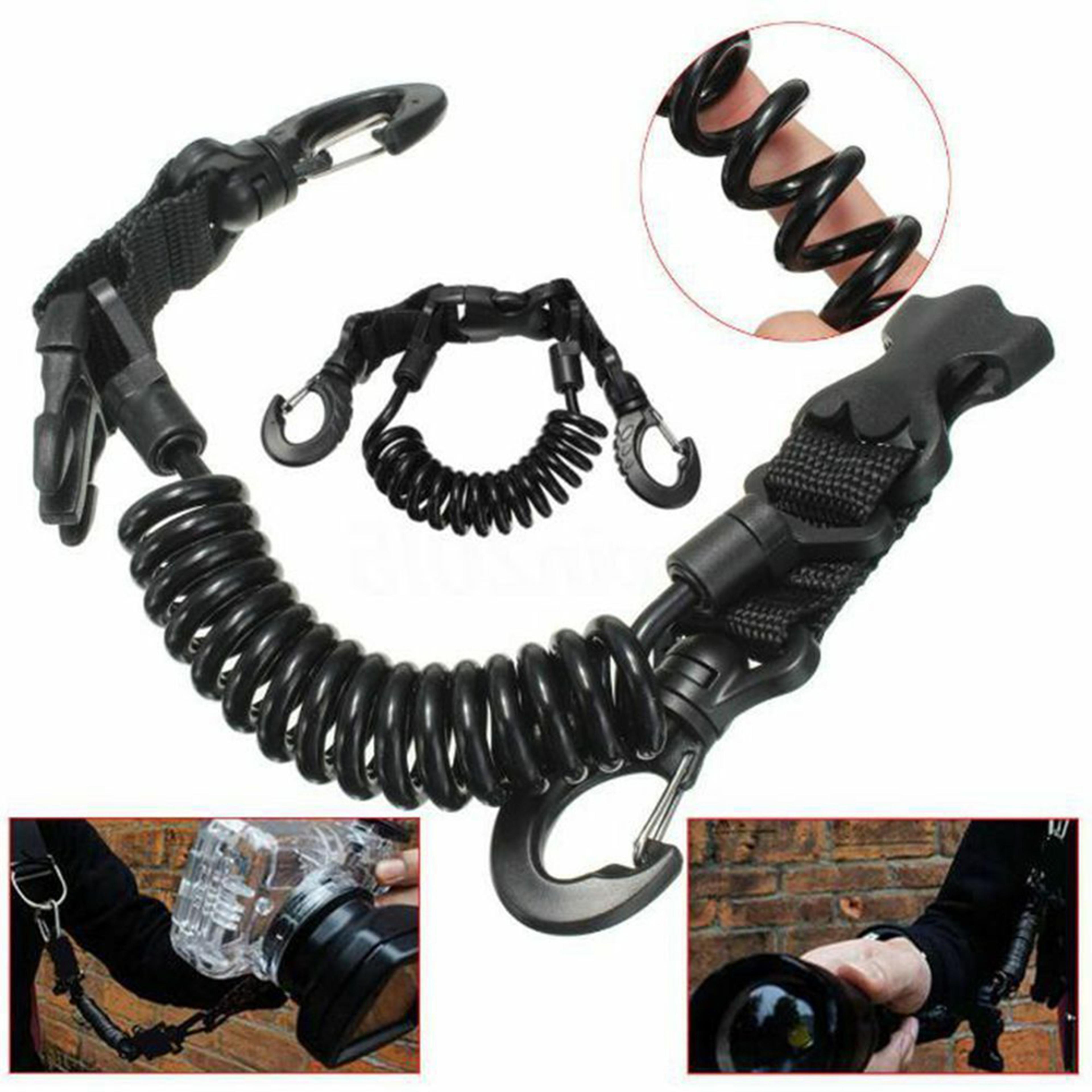 Elastic Coil Diving Camera Lanyard Anti Lost Scuba Safety Tether With Buckle Clip 1
