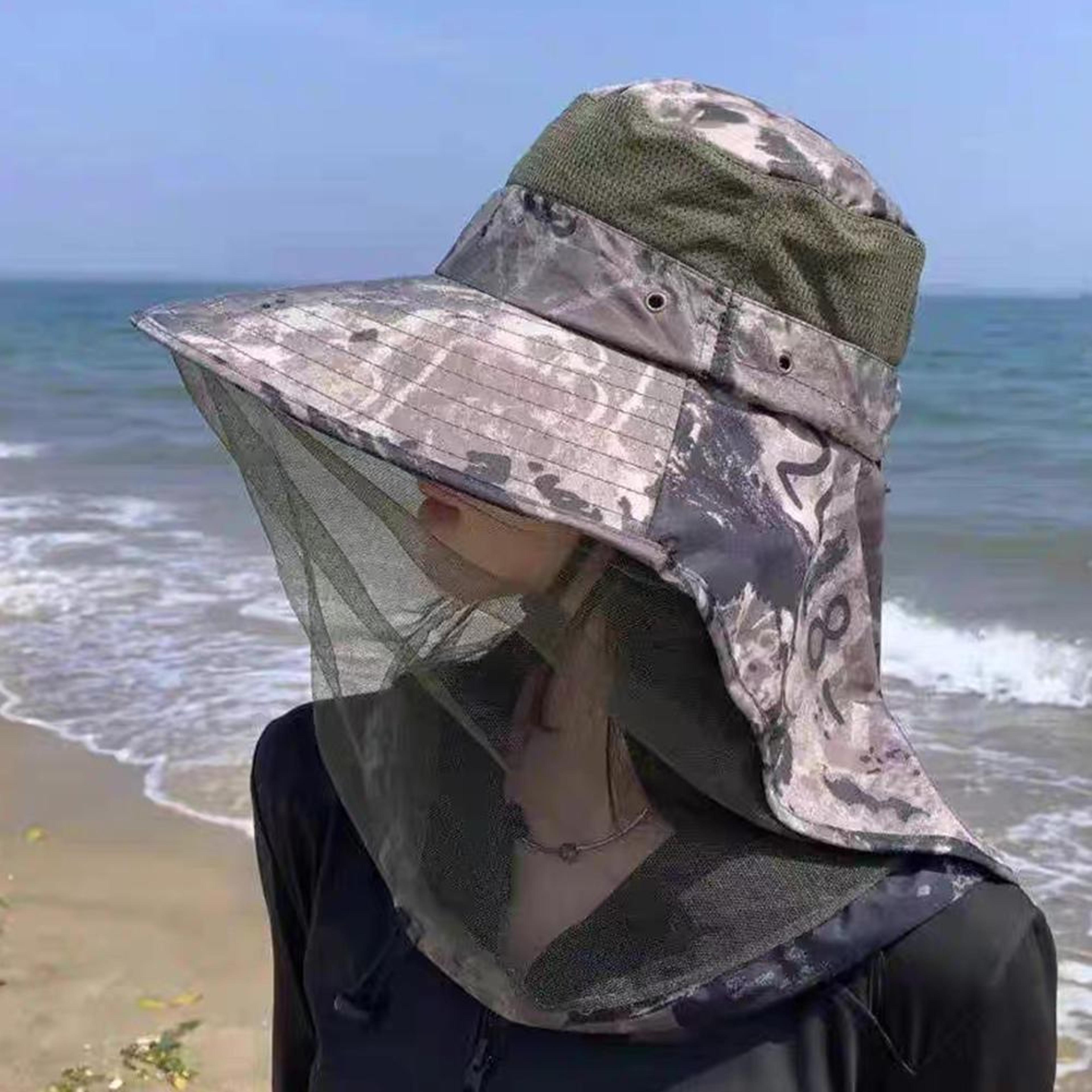 Mosquito Shield Sun Hat With Hidden Net Veil  Neck Flap For Fishing Hiking  Camping 2