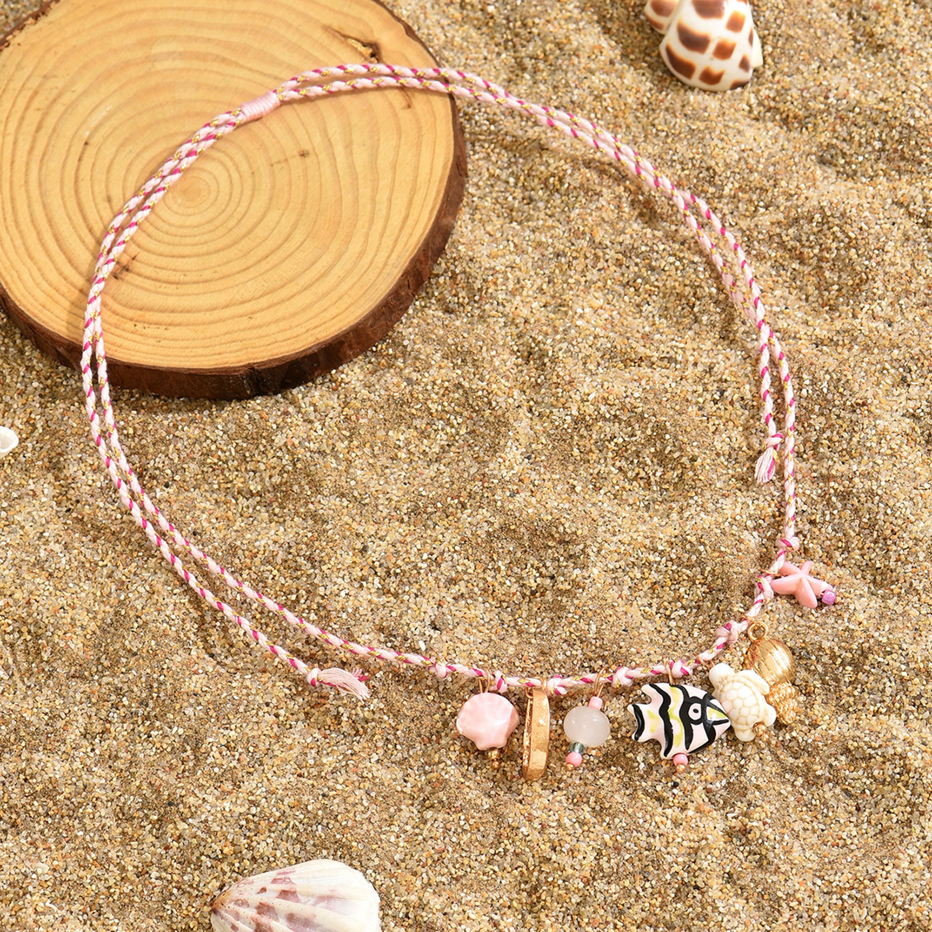 Ocean Starfish Necklace Shell Ceramic Fish Pendant Beach Style Jewelry 4
