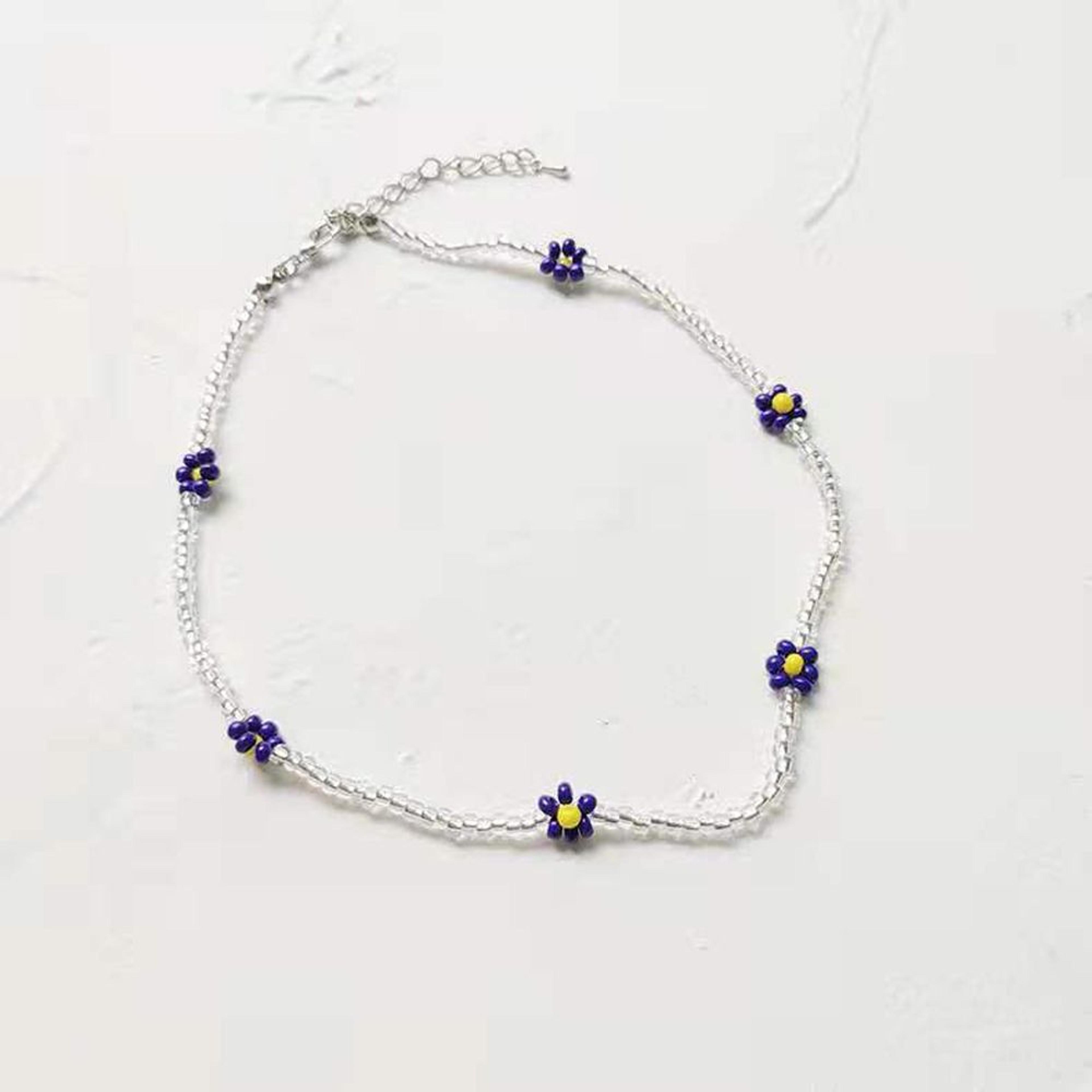 Boho Daisy Beaded Choker Necklace Floral Beach Clavicle Necklace For Women 2