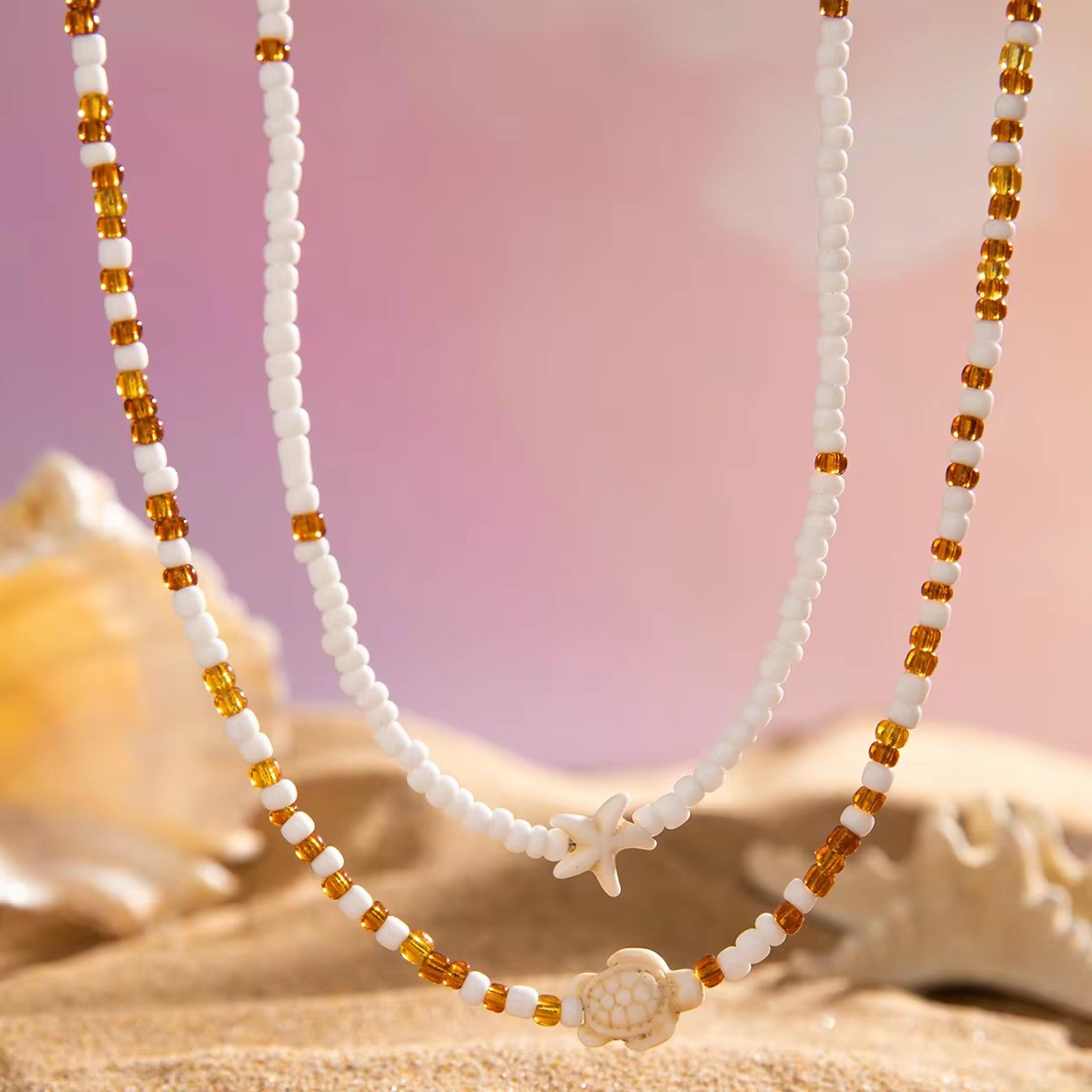 Bohemian Beaded Starfish Choker Necklace Handmade Summer Beach Jewelry 1