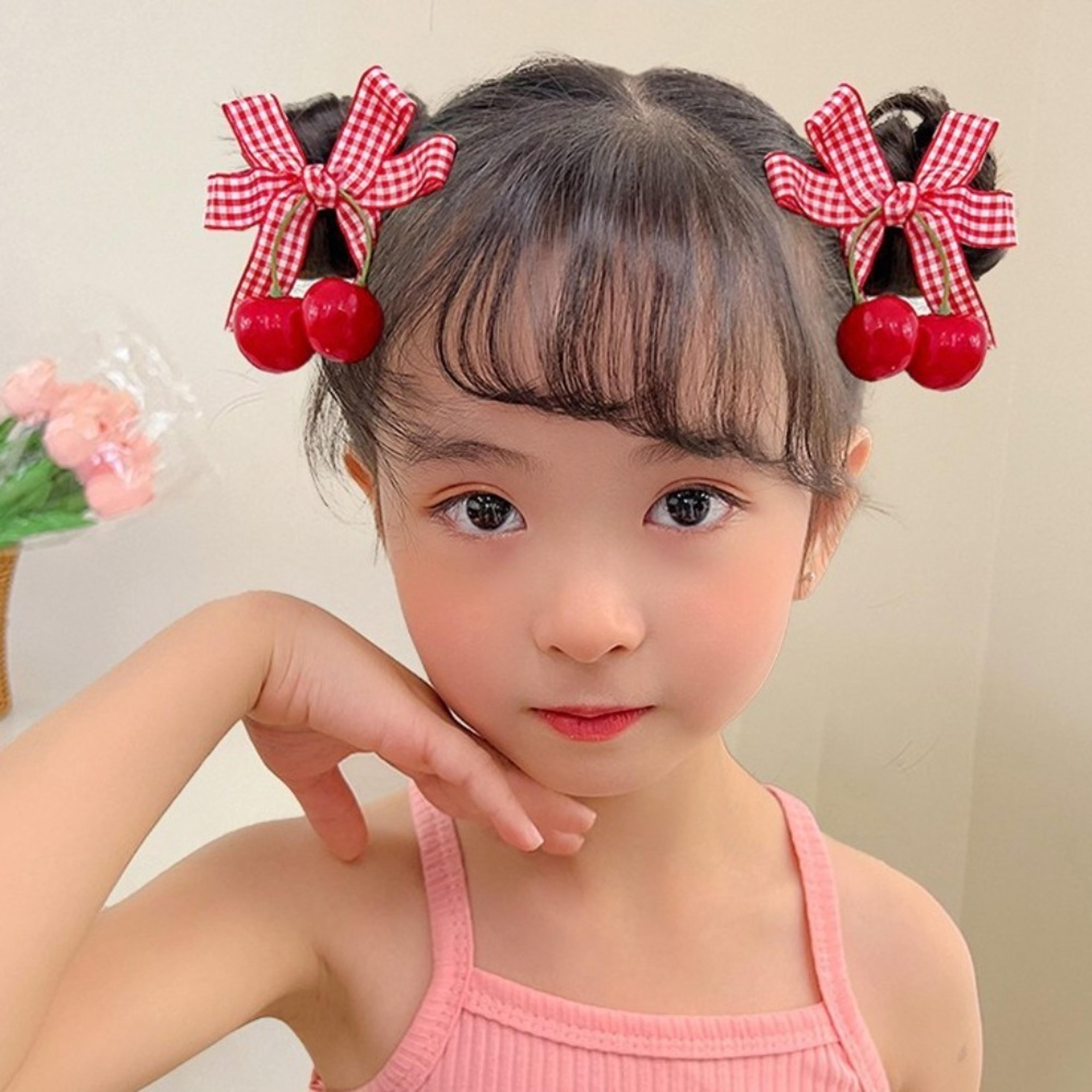 Cute Cherry Bow Hair Clips For Girls Strawberry Hairpins Barrettes 2