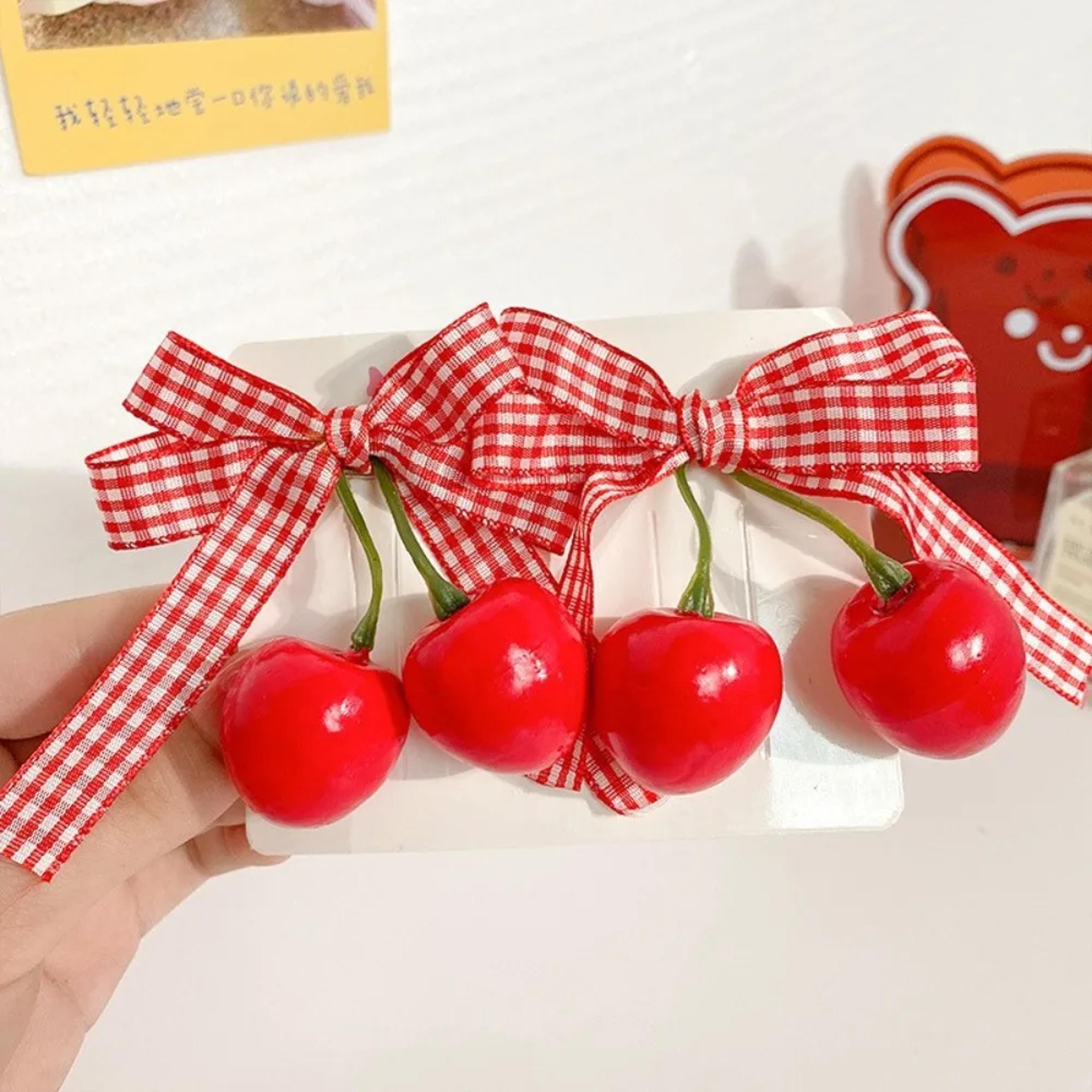 Cute Cherry Bow Hair Clips For Girls Strawberry Hairpins Barrettes 5