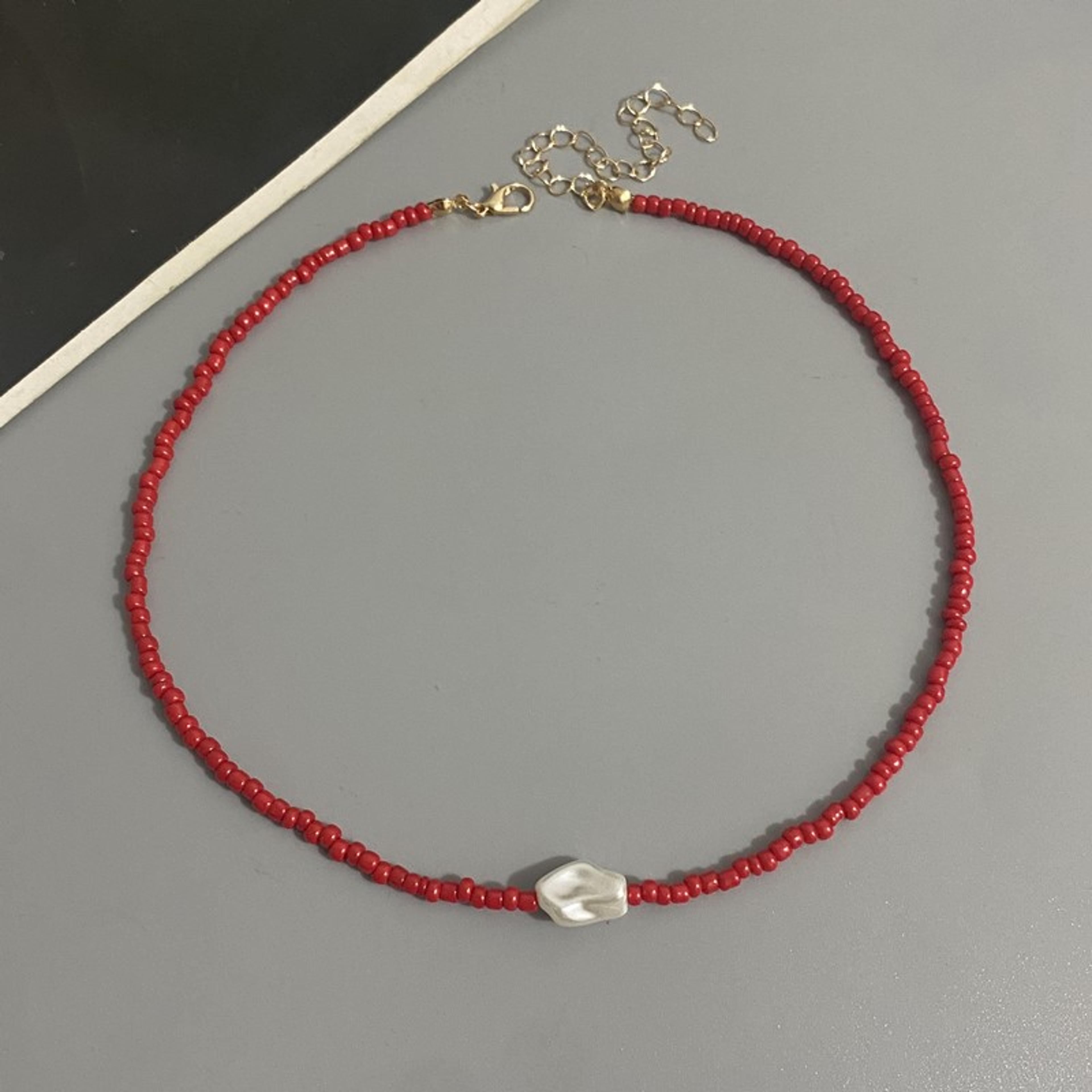 Boho Pearl Beaded Choker Necklace Handmade Seed Bead Bohemian Jewelry For Women 5