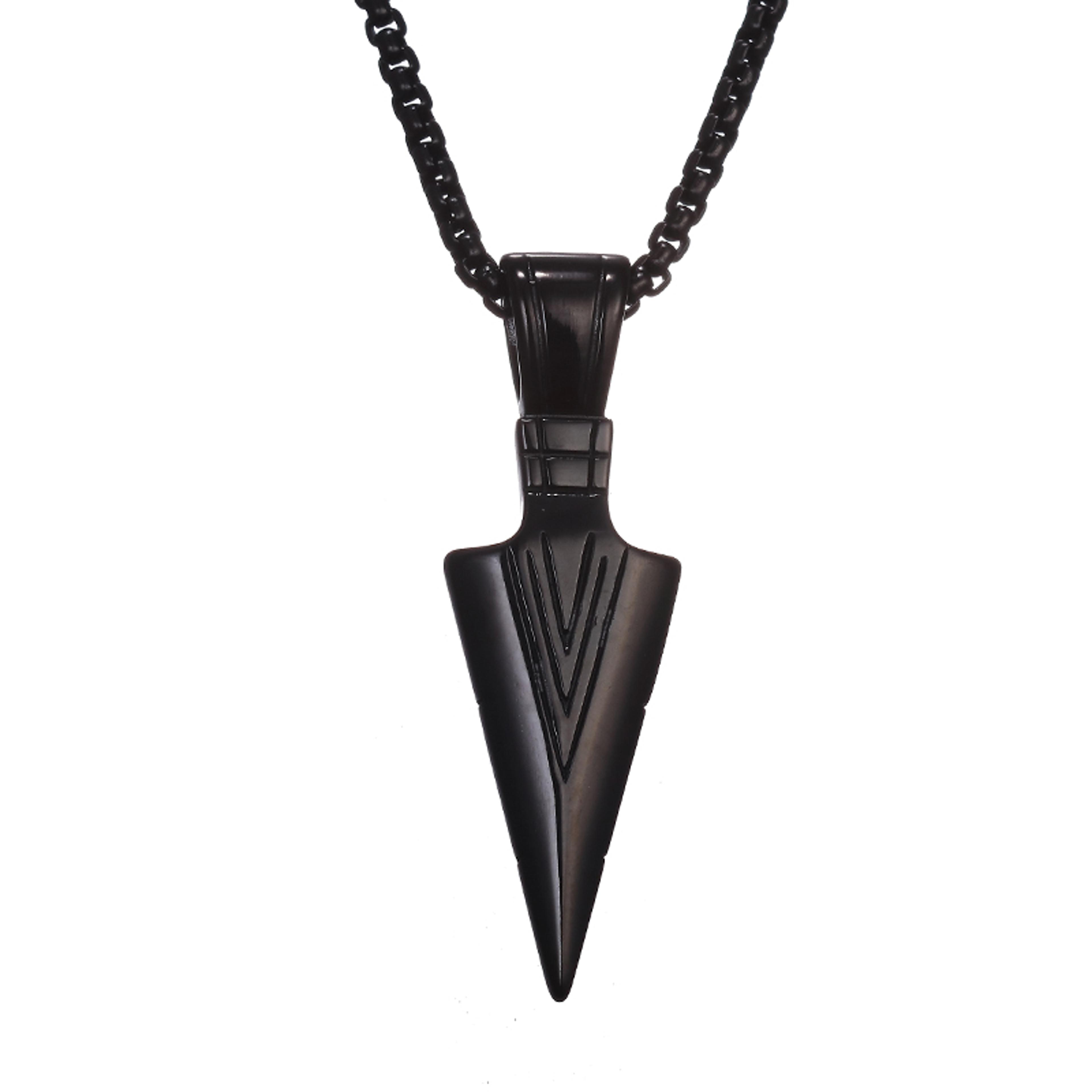 Vintage Spearhead Arrowhead Pendant Punk Necklace For Men Bold Choker Jewelry 1