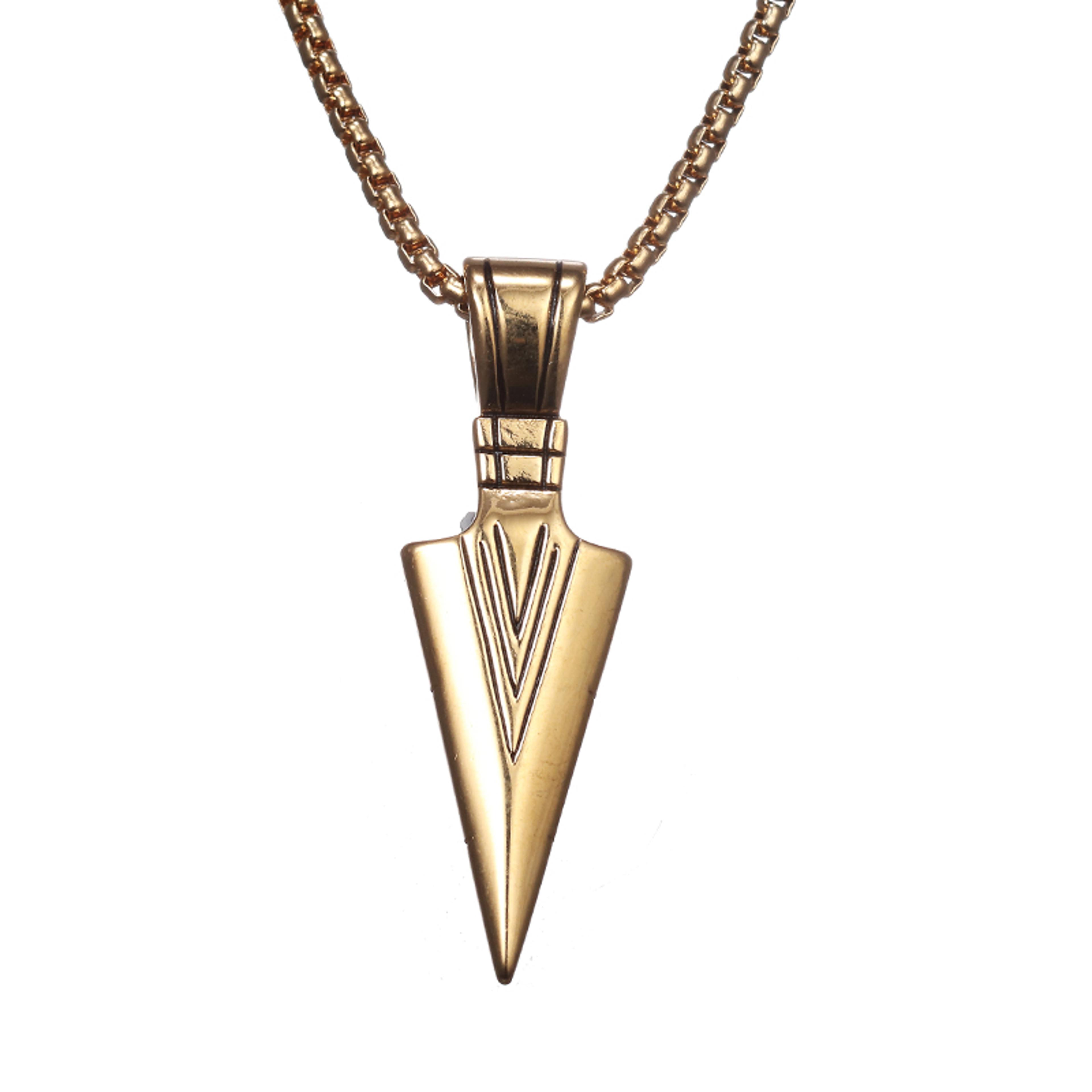 Vintage Spearhead Arrowhead Pendant Punk Necklace For Men Bold Choker Jewelry 6
