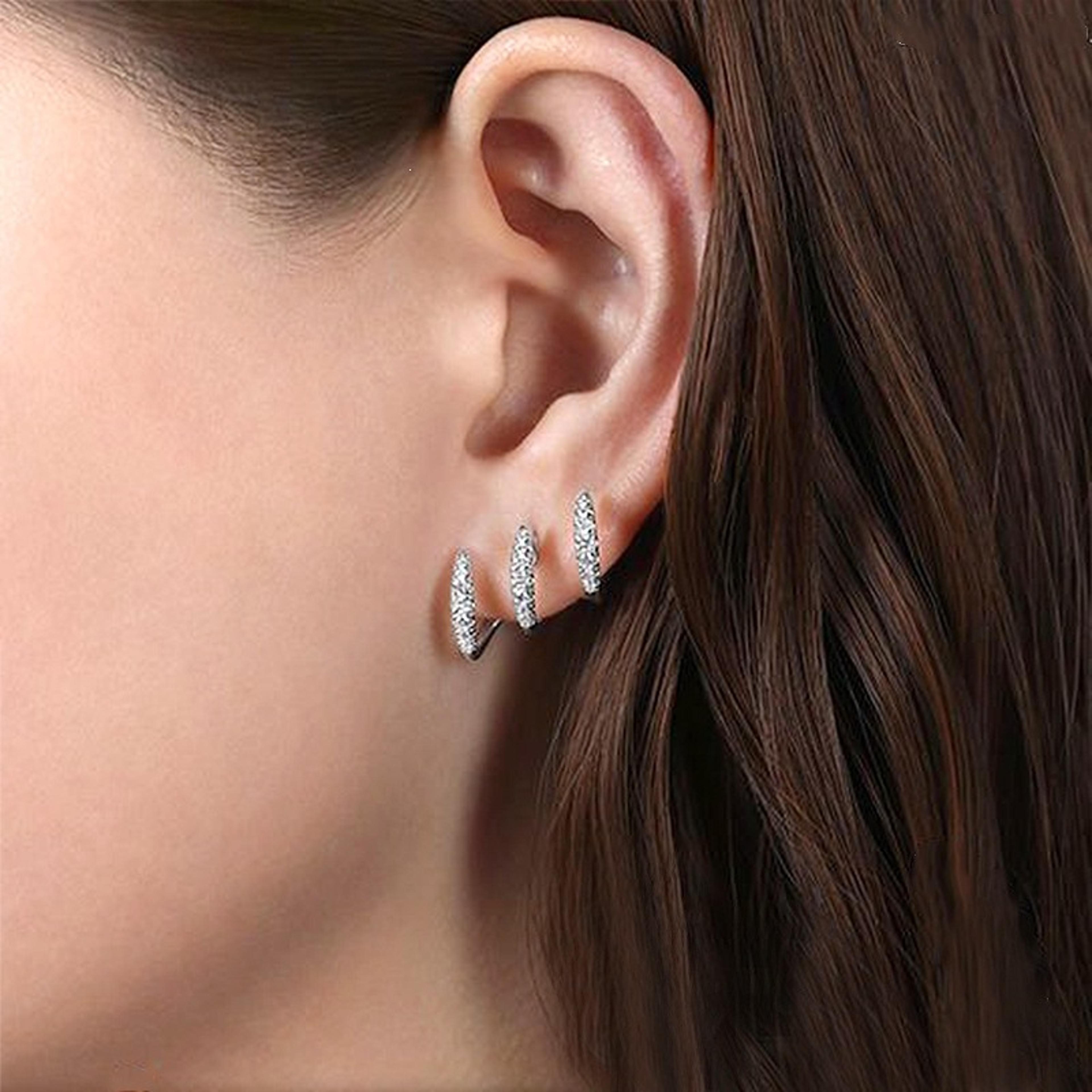 Elegant Rhinestone Three Claw Stud Earrings For Women Luxury Party Fashion Jewelry Gift Set 4