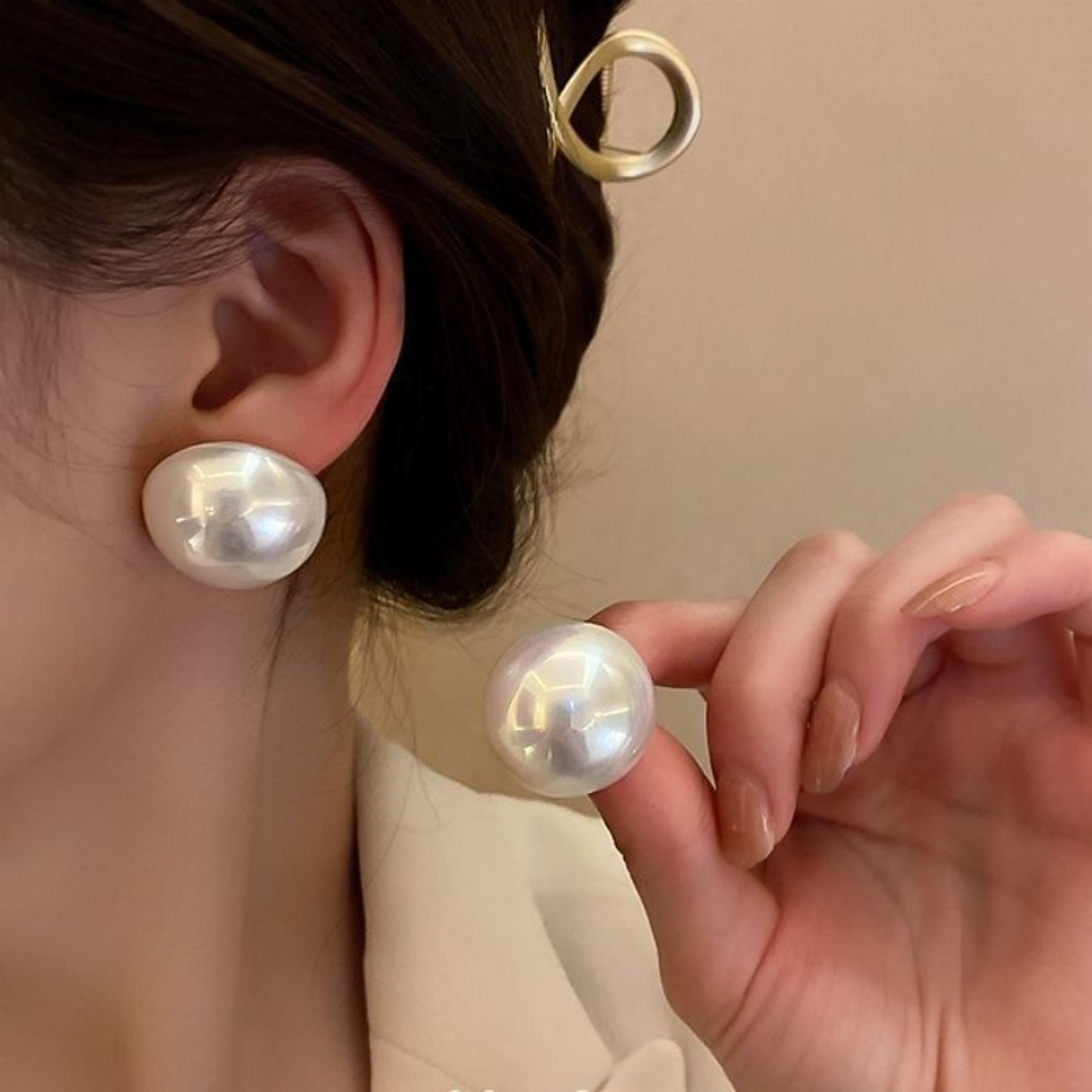 Pearl Stud Earrings Elegant Statement Pearl Earrings For Women Wedding  Party Wear 1