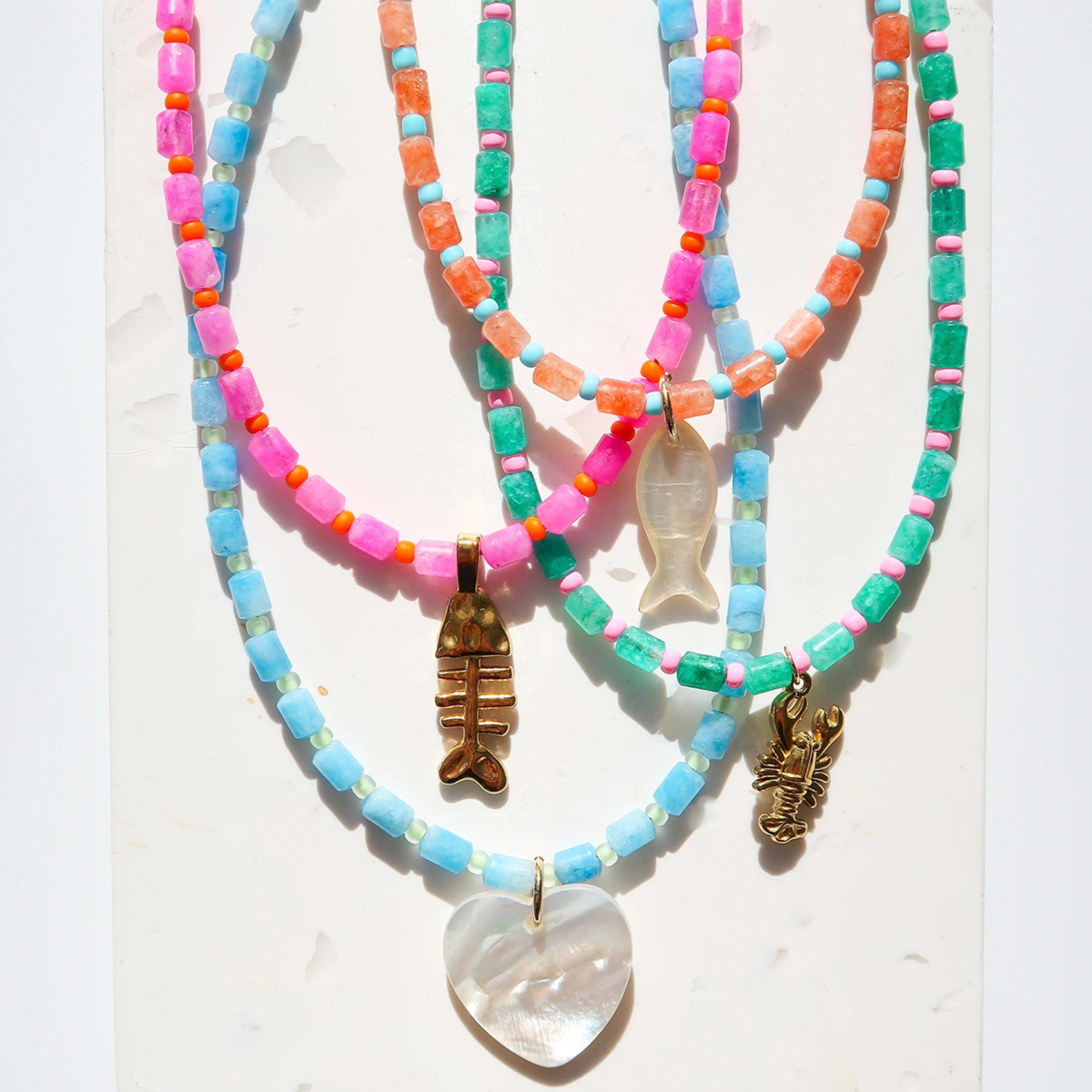 Bohemian Resin Bead Shell Charm Necklace DIY Boho Statement Beaded Jewelry For Women 1