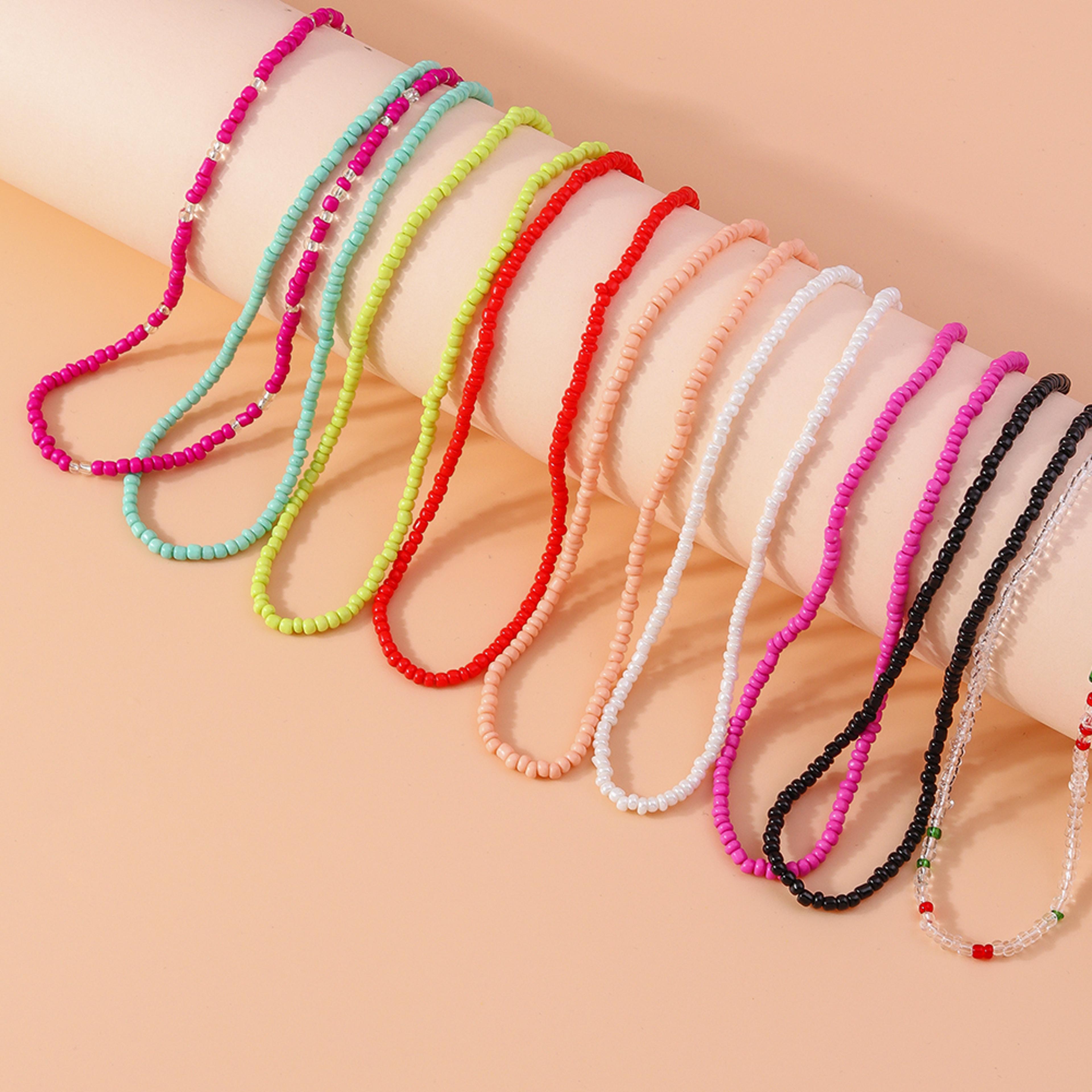 Boho Handmade Colorful Seed Bead Necklace Bohemian Summer Beach Jewelry For Women  Girls 2