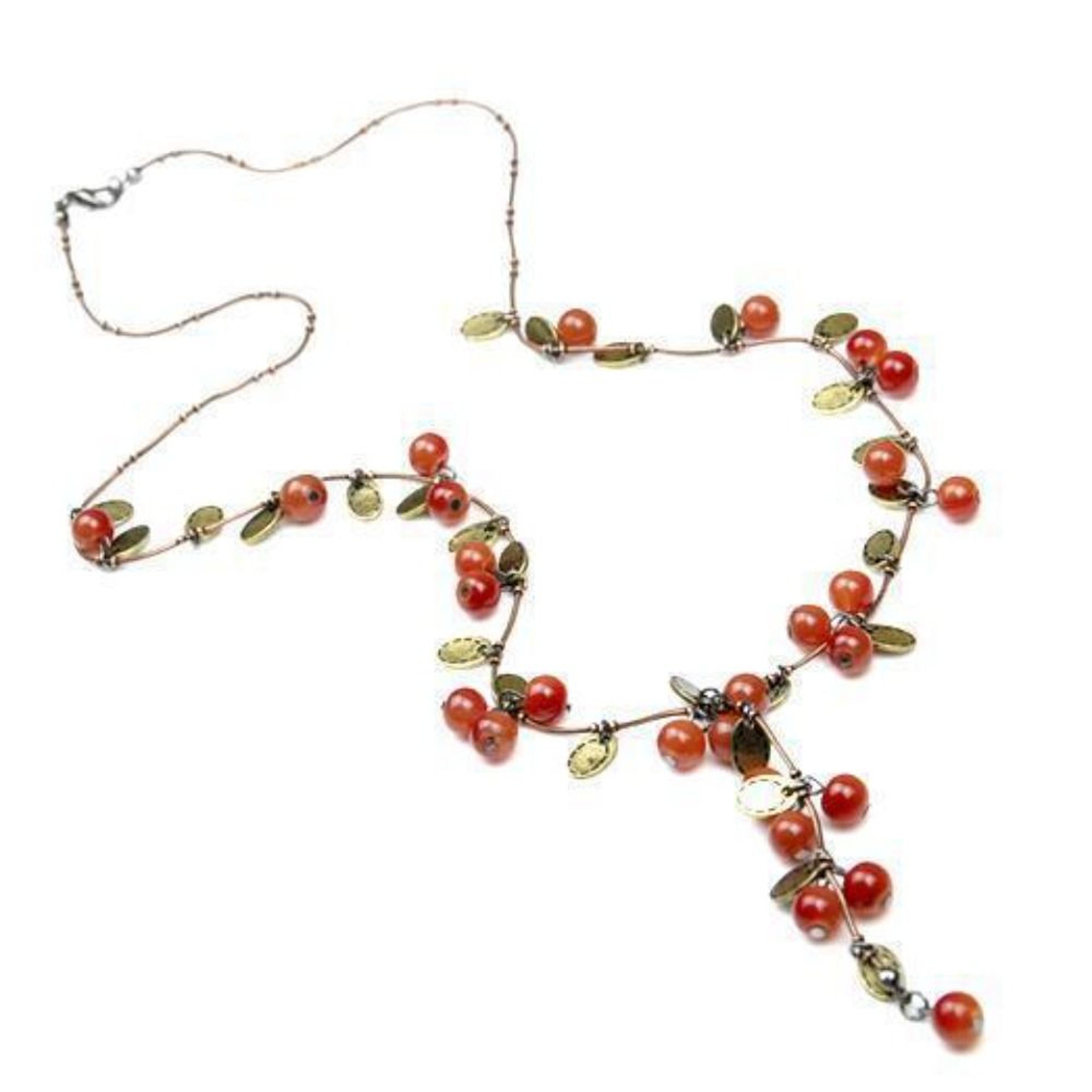 Red Berry Necklace Retro Sweater Chain Fashion Jewelry Gift For Women Girls 2