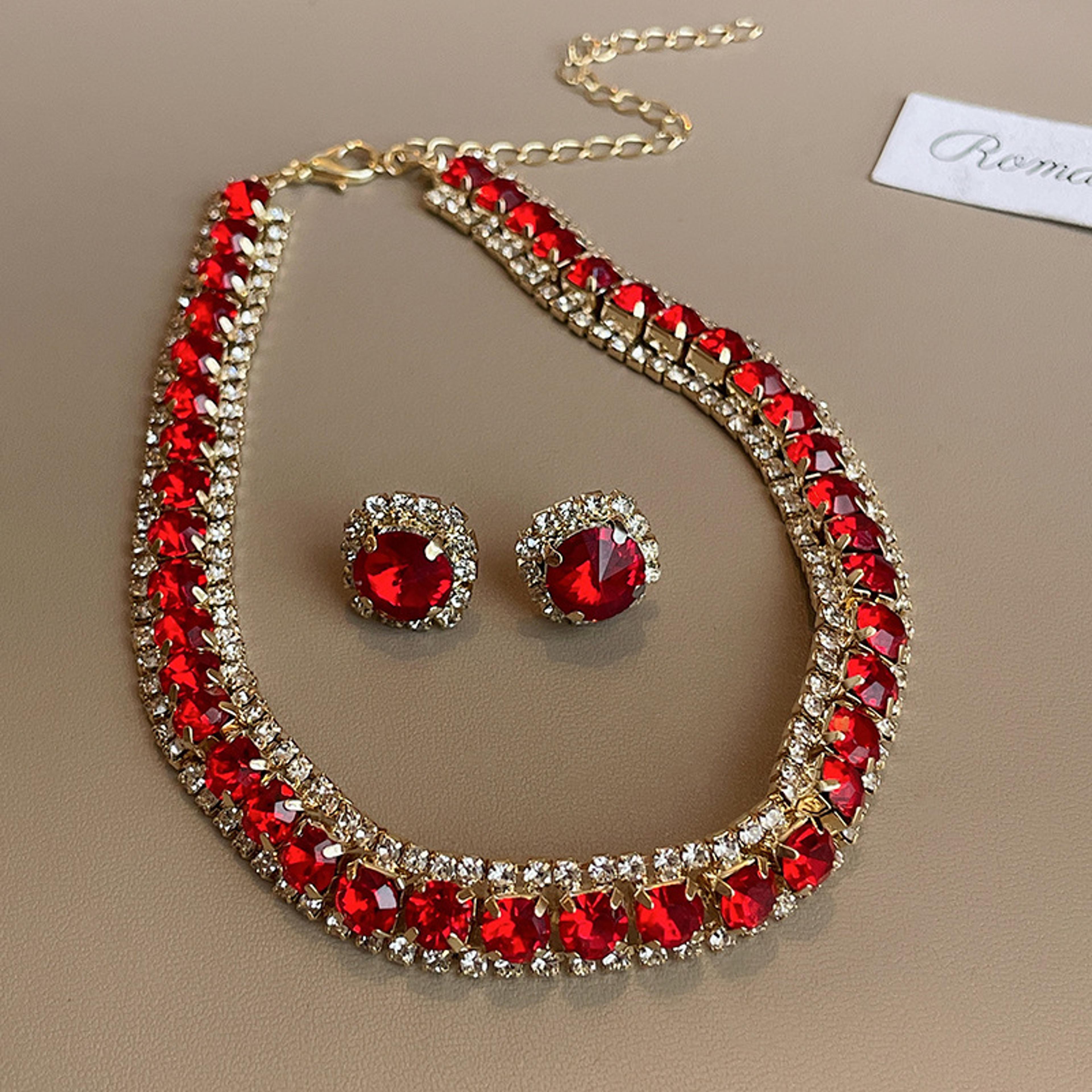 Elegant Geometric Jewelry Set For Women Square Earrings Set With Clavicle Chain Necklace 2