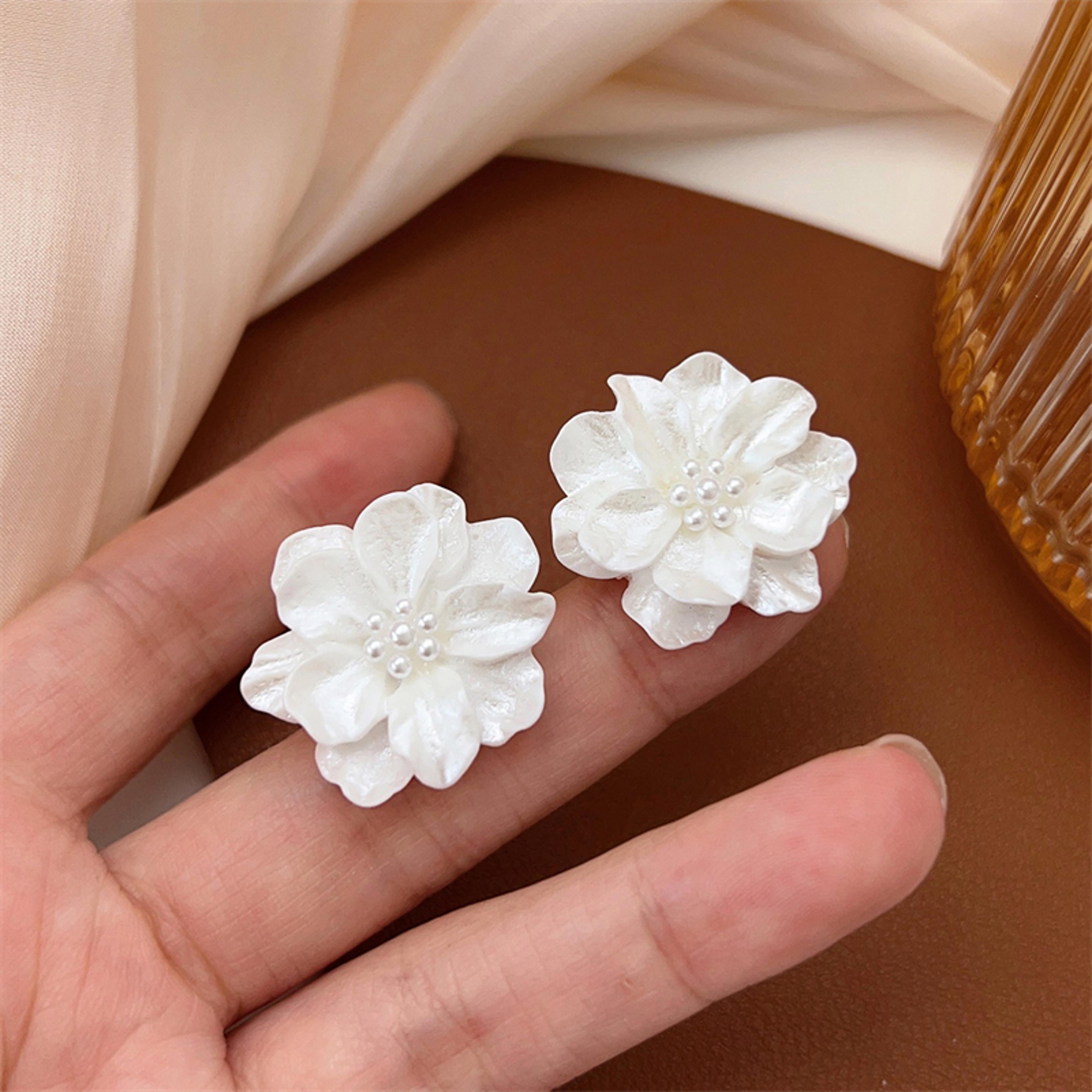 BloomPetal Acrylic Flower Stud Earrings Korean Floral Earrings For Women 2