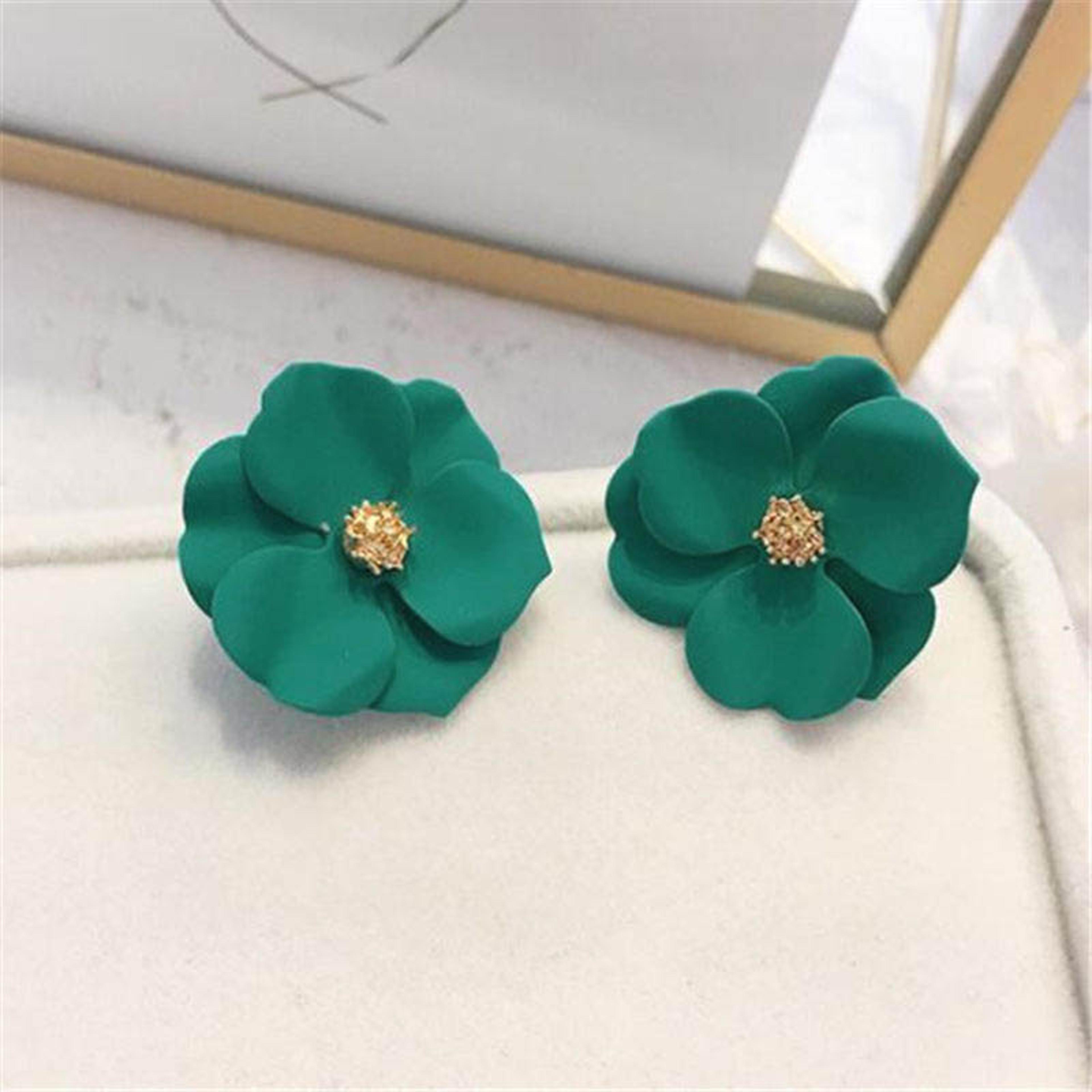 BloomGrace Double Floral Dangle Earrings For Women Flower Dangle Earrings Korean Earrings Beach Par 7