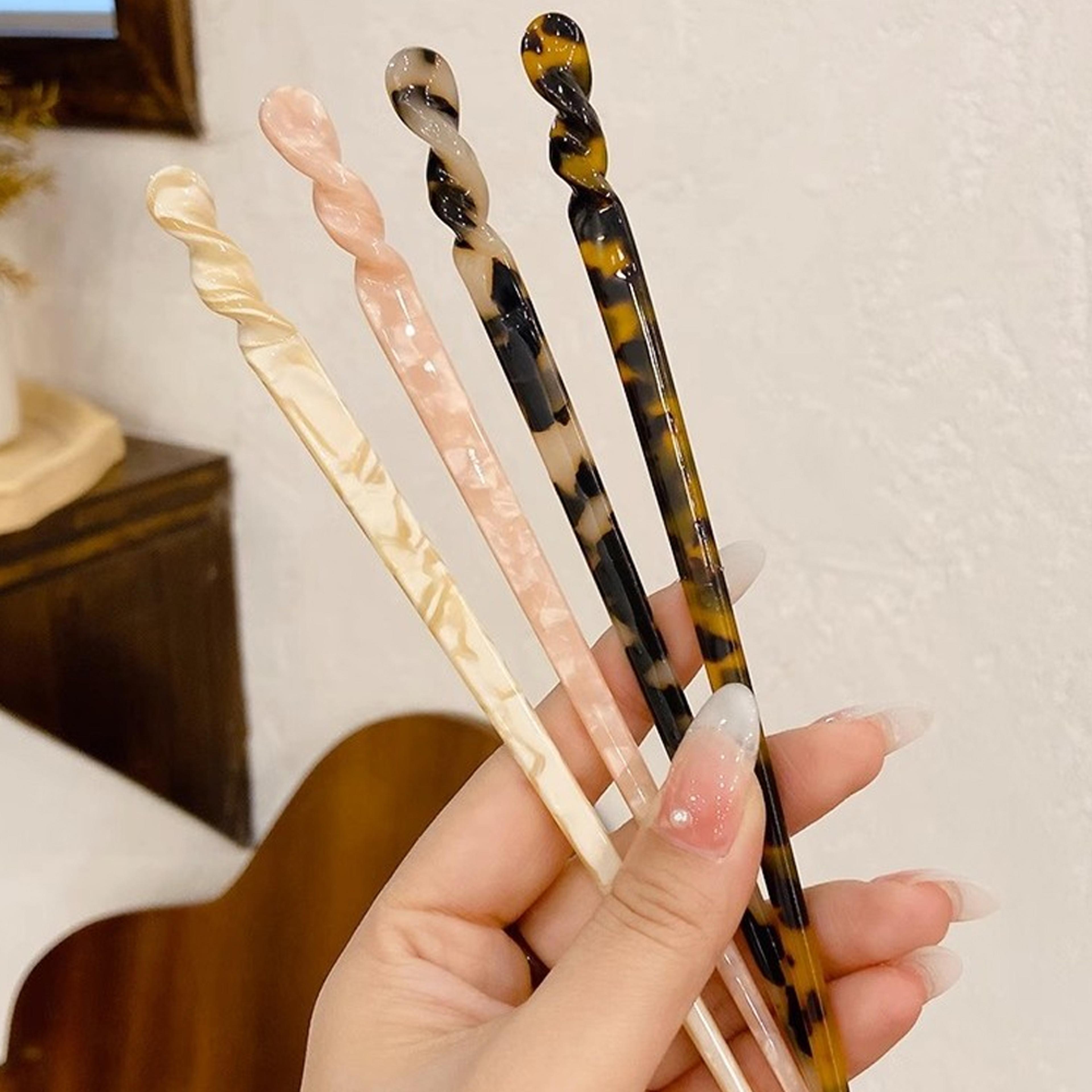 Leopard Print Acetate Hair Stick  Hair Fork For Elegant Bun Hairstyles 1