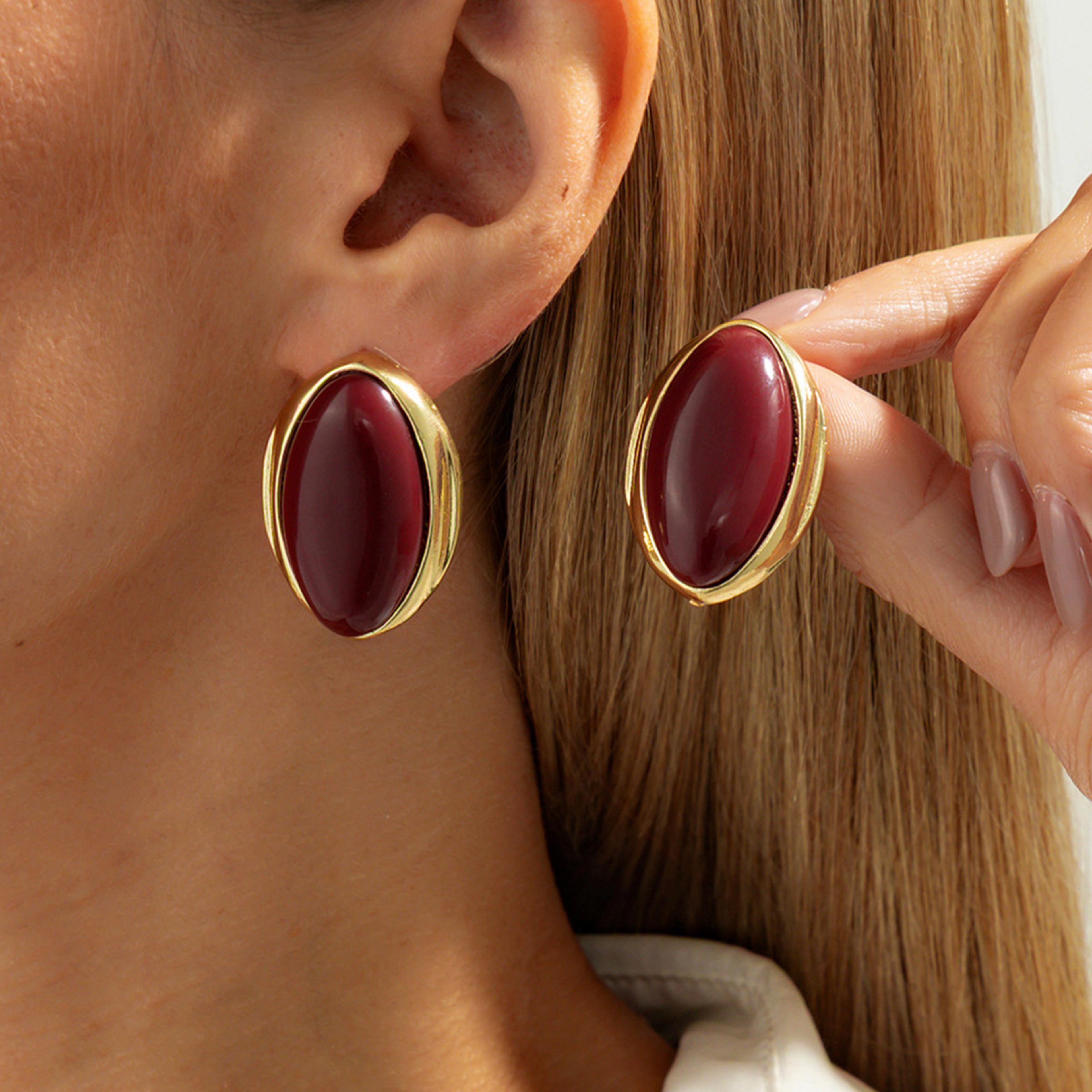 Geometric Stud Earrings For Women Resin Acrylic Oval Statement Party Earrings 4
