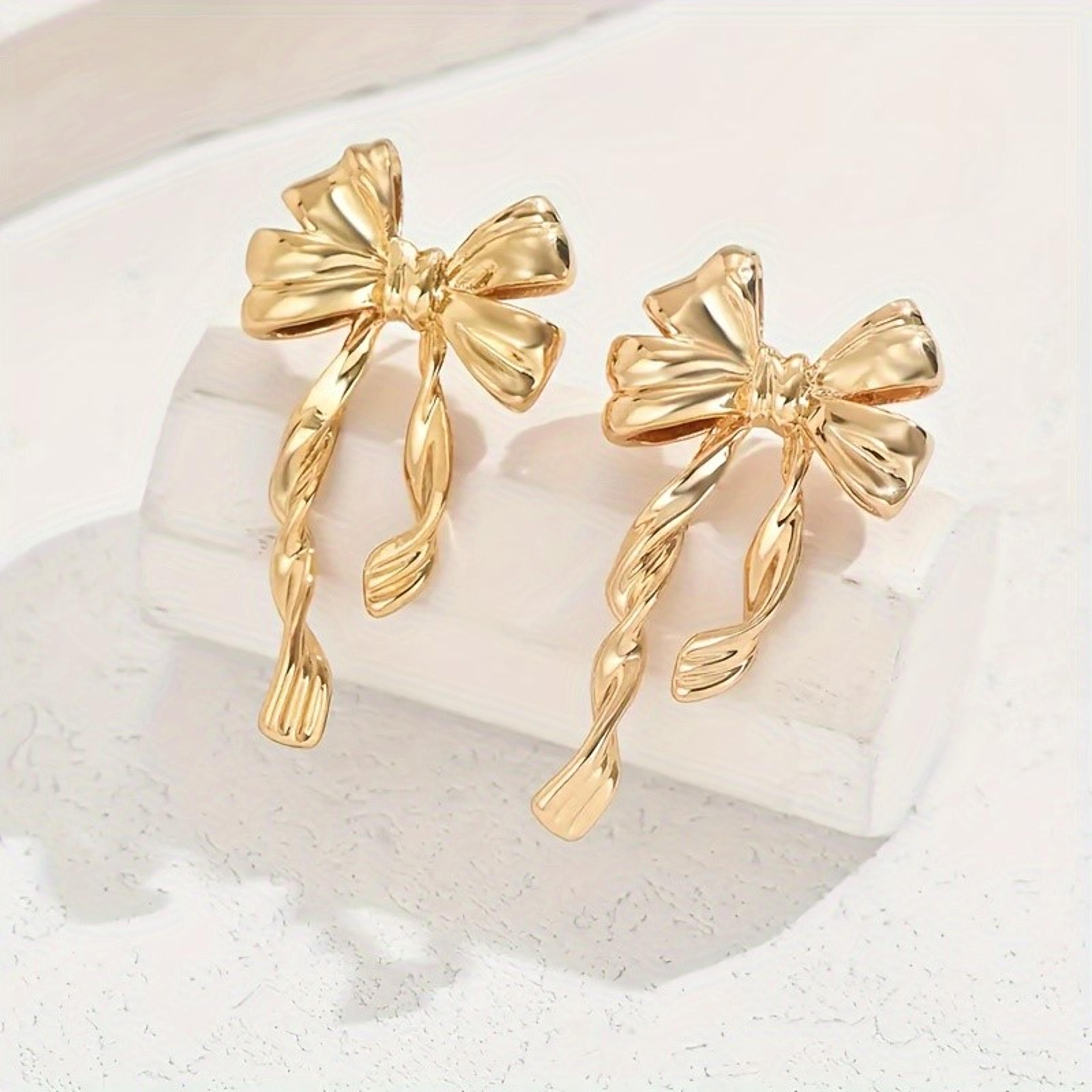 Elegant Gold Bow Earrings Chic Bow Stud Earrings For Women  Minimalist Jewelry Gift 3