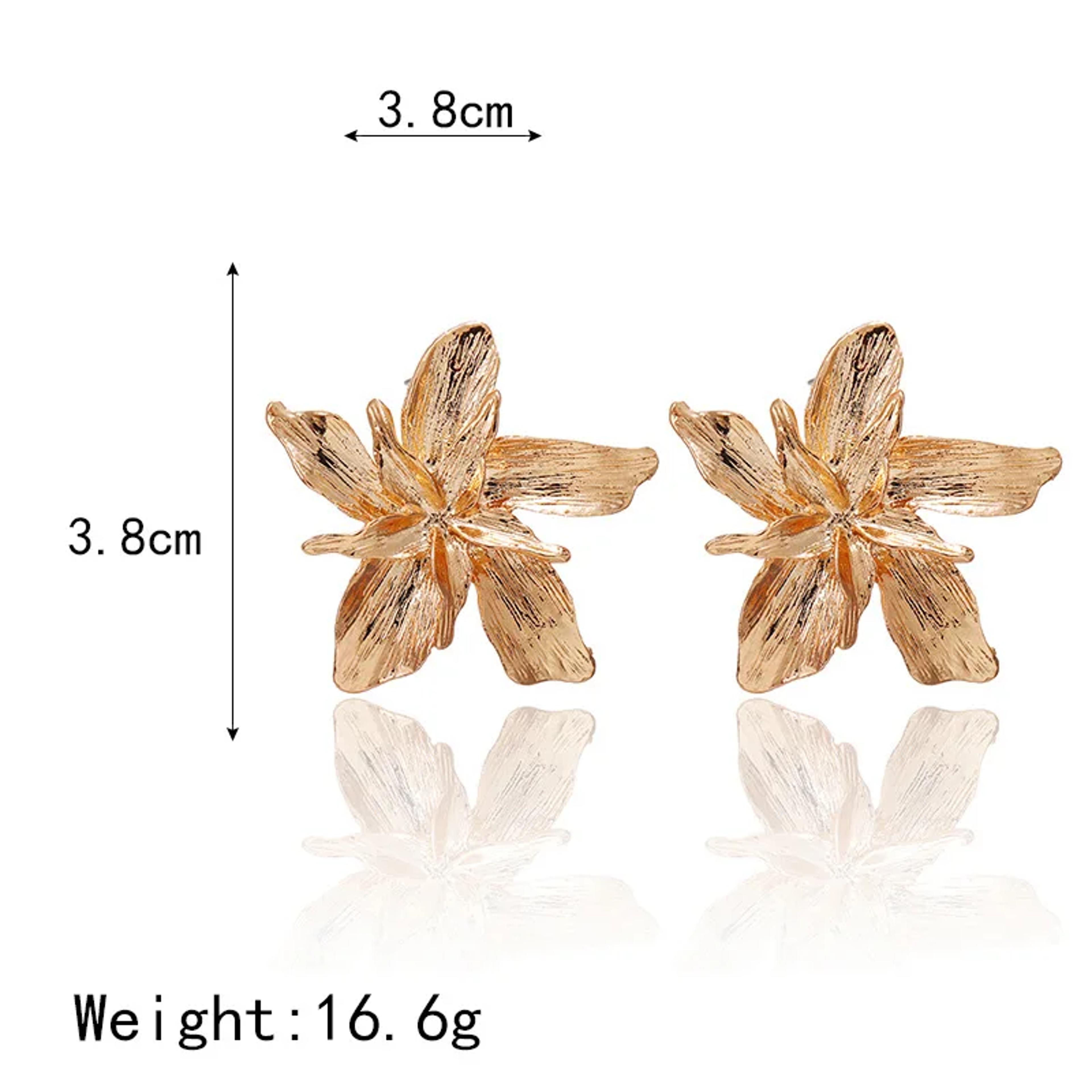 Elegant Double Layer Flower Statement Earrings Stainless Steel Gold  Silver Floral Earrings For Wom 2
