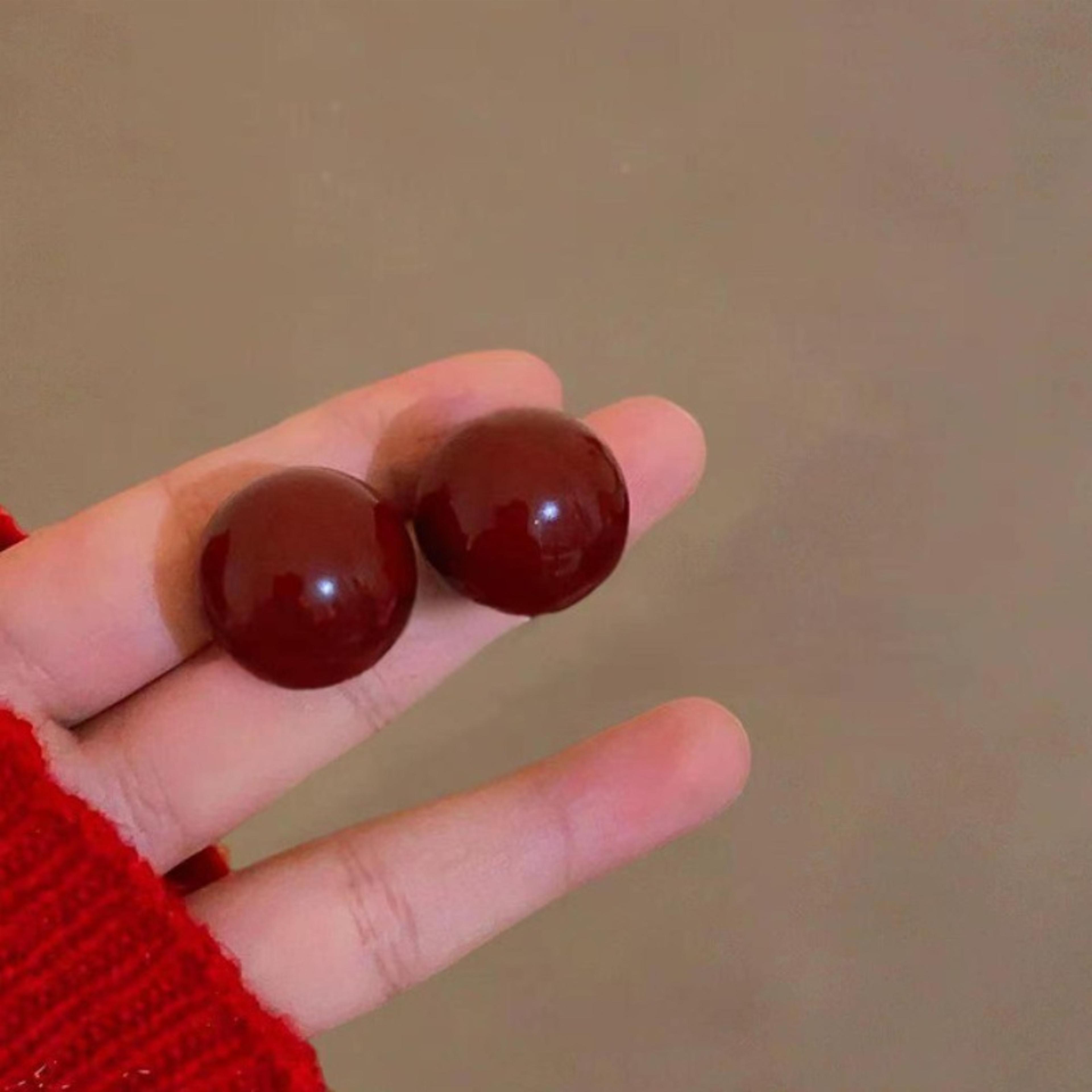 Vintage Heart Stud Earrings With Red Heart  Star Charm For Women 3