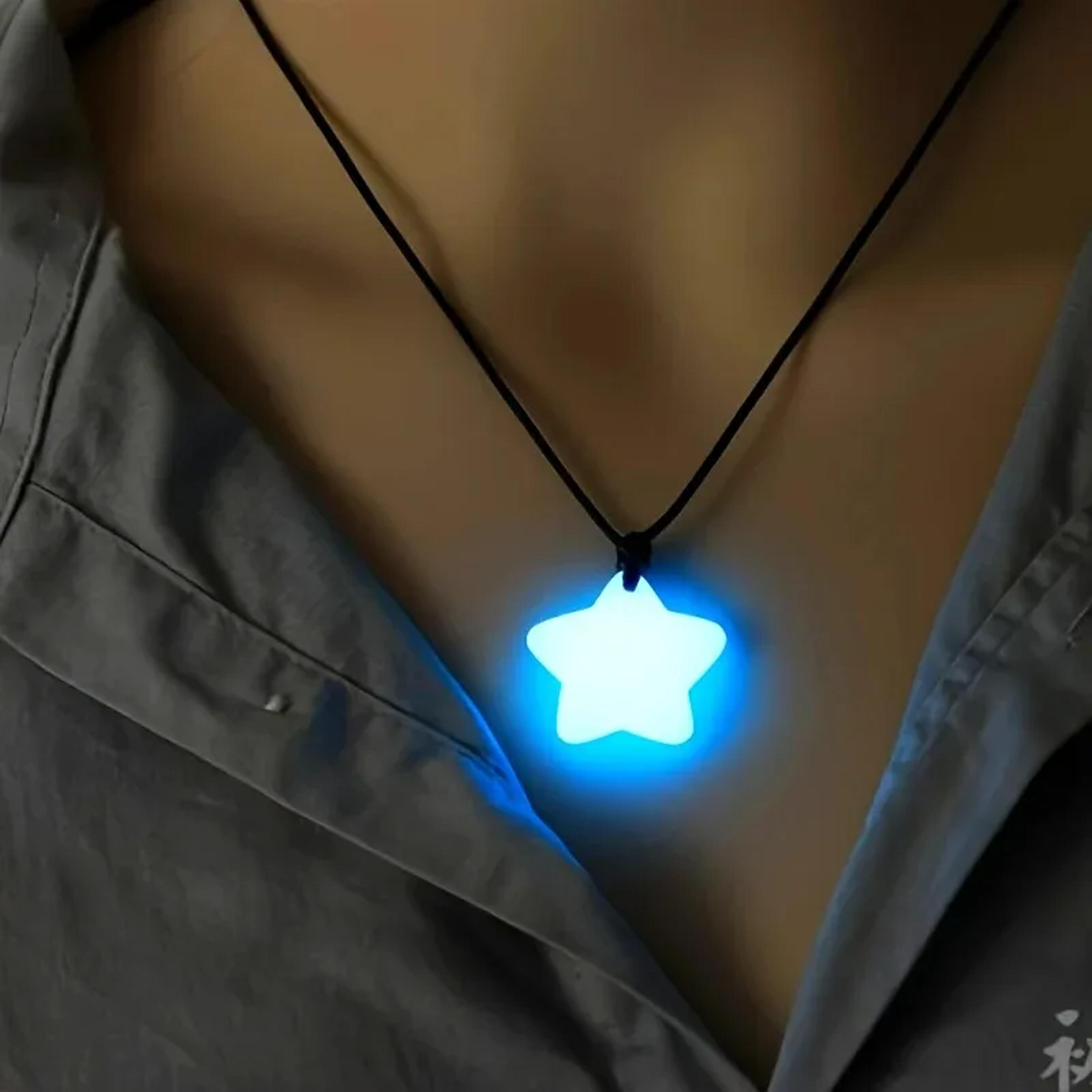 Glow In The Dark Star Pendant Necklace Set With Adjustable Rope Lucky Jade Festival Jewelry 5