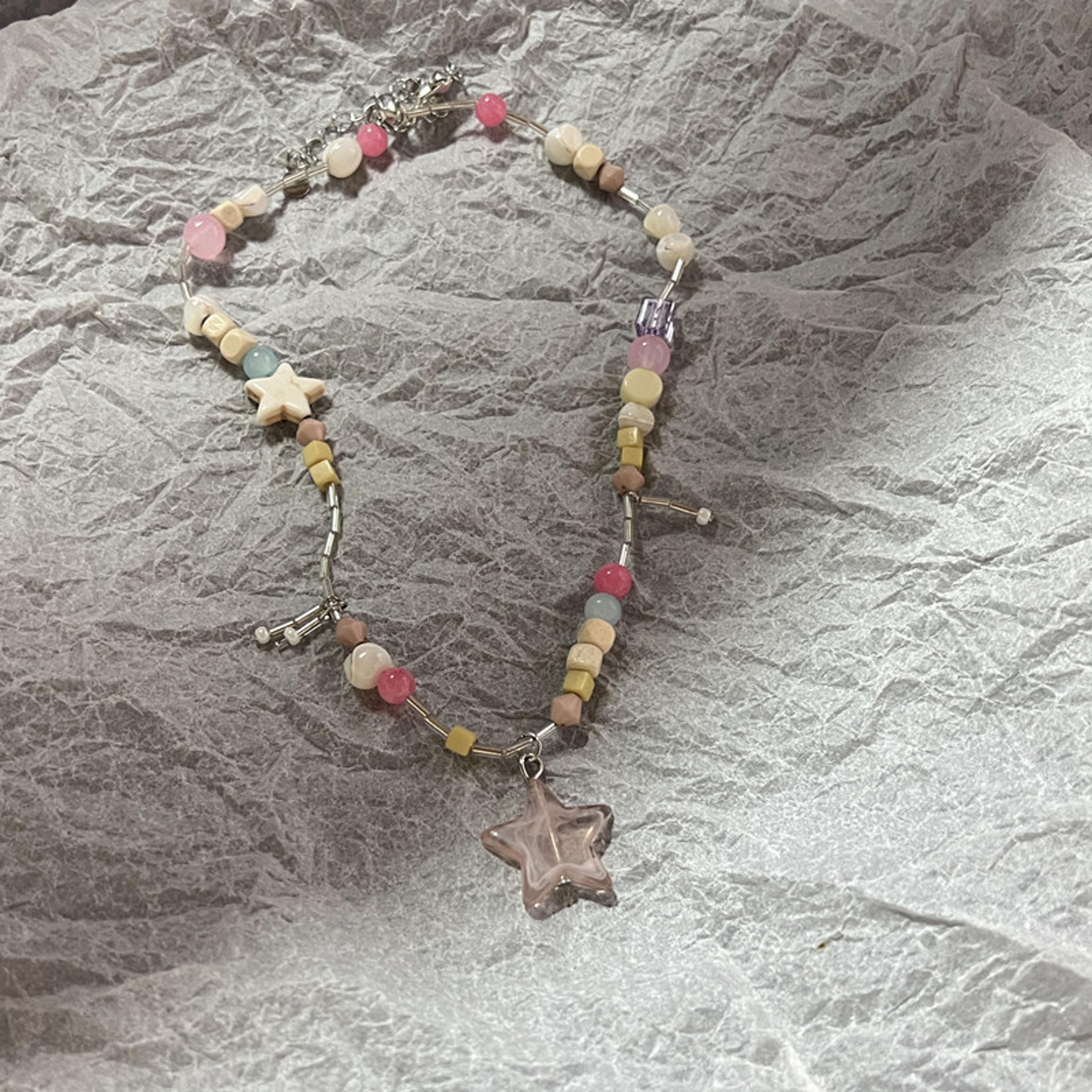 Beaded Flower Heart Necklace Retro Clavicle Chain For Women 1