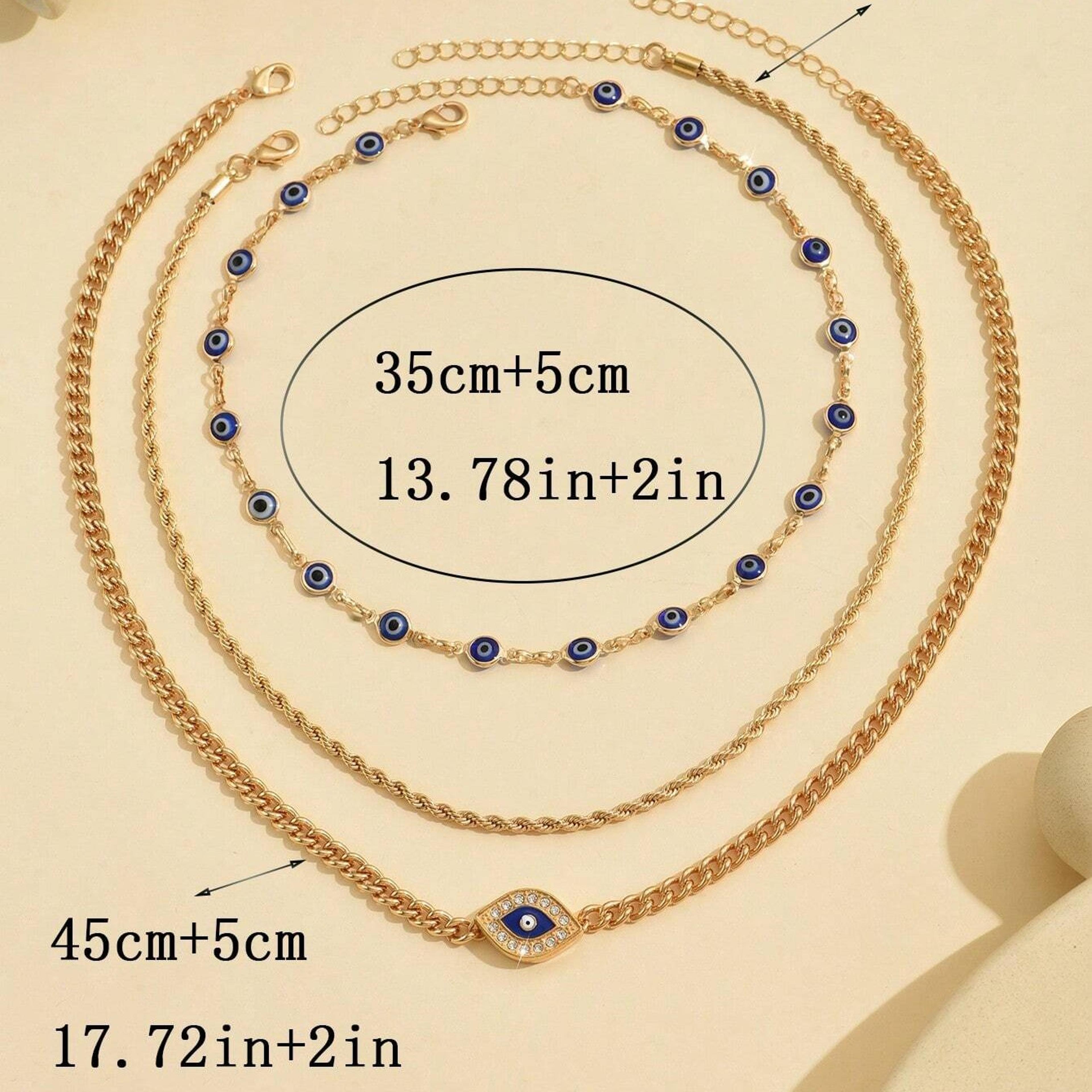 Evil Eye Necklace Layered Crystal Lucky Charm Boho Pendant Necklace For Women 4