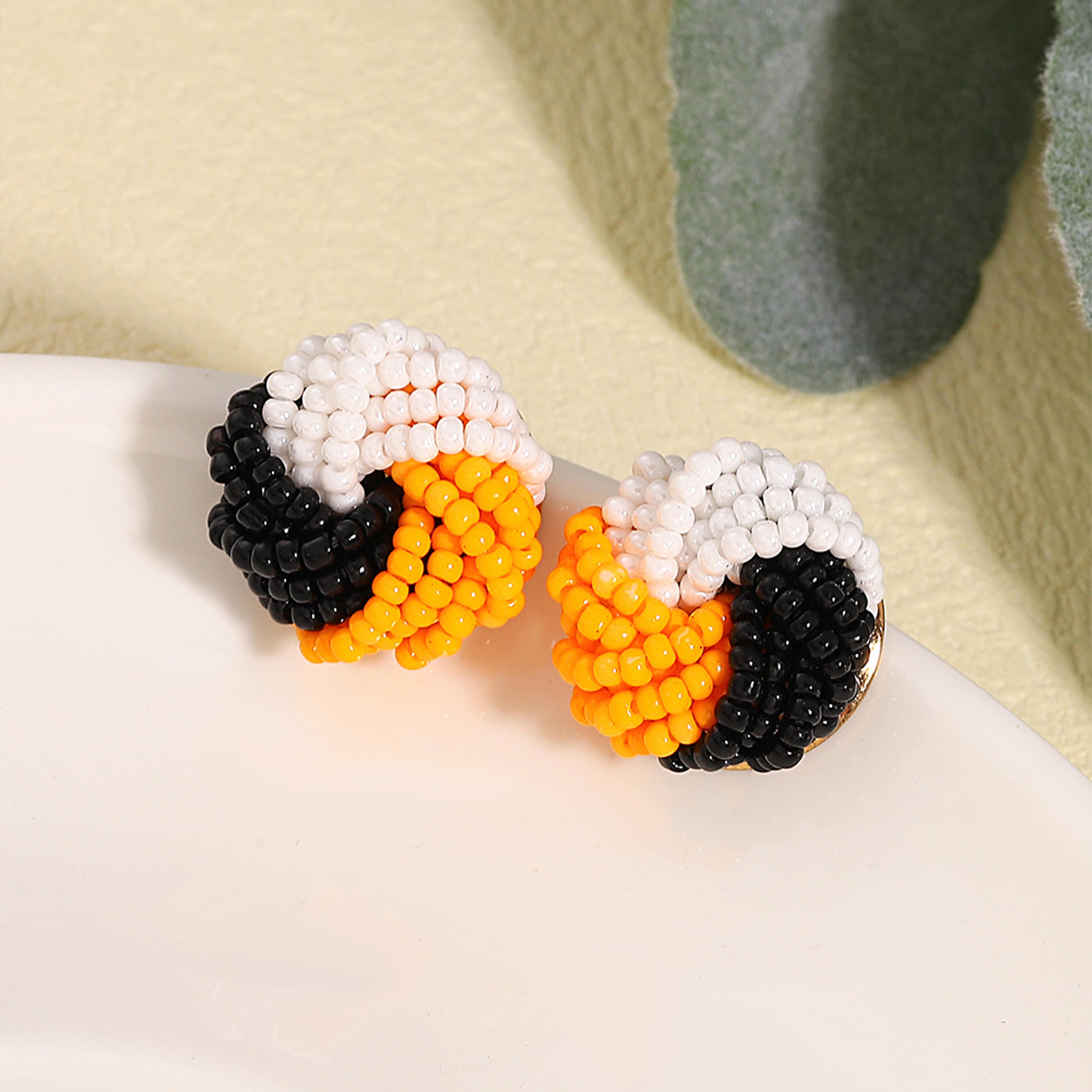 Candy Bloom Seed Beaded Earrings Handmade Colorful Stud Earrings For Summer Beach Style 1
