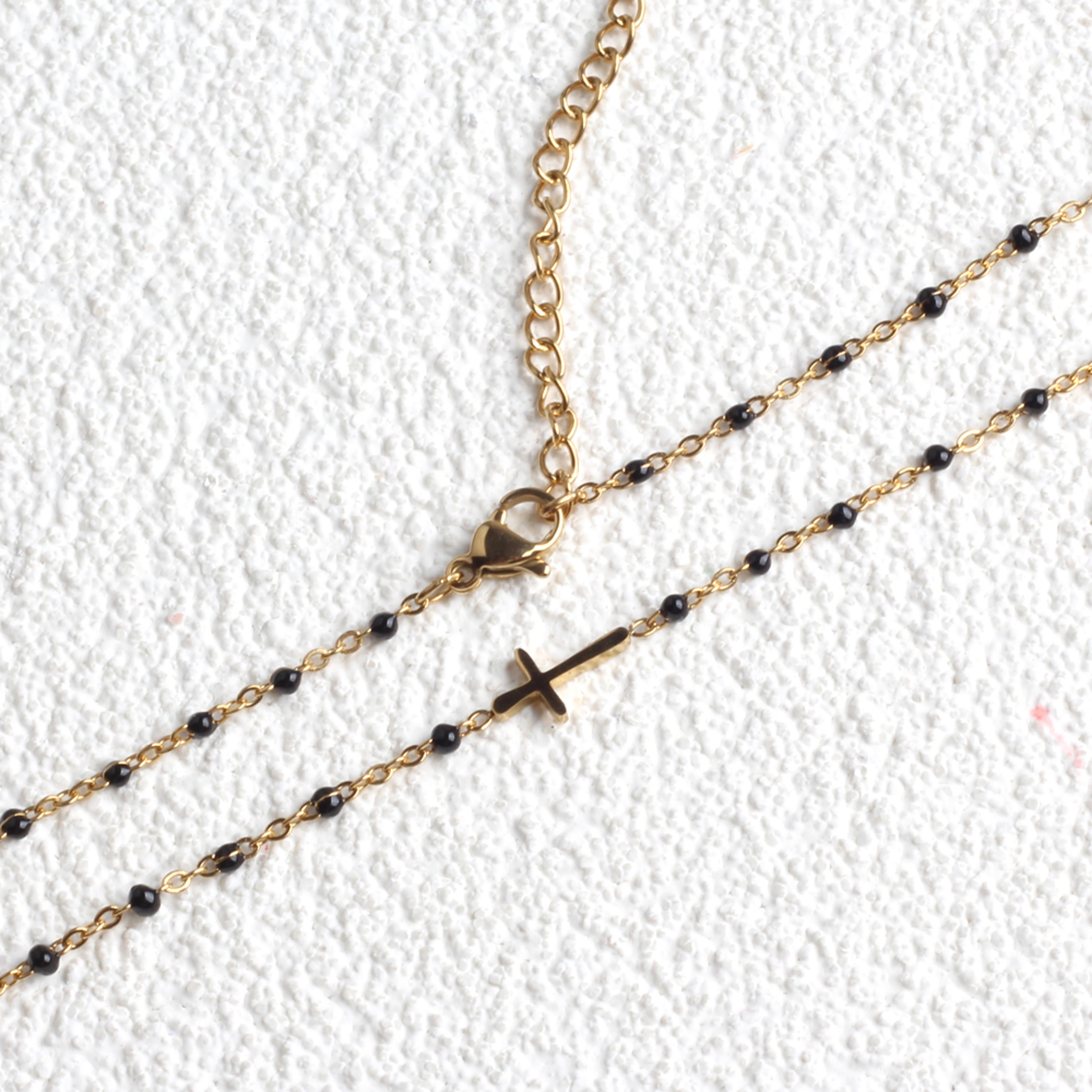 Bohemian Cross Pendant Necklace Gold Plated Stainless Steel Necklace For Women 9