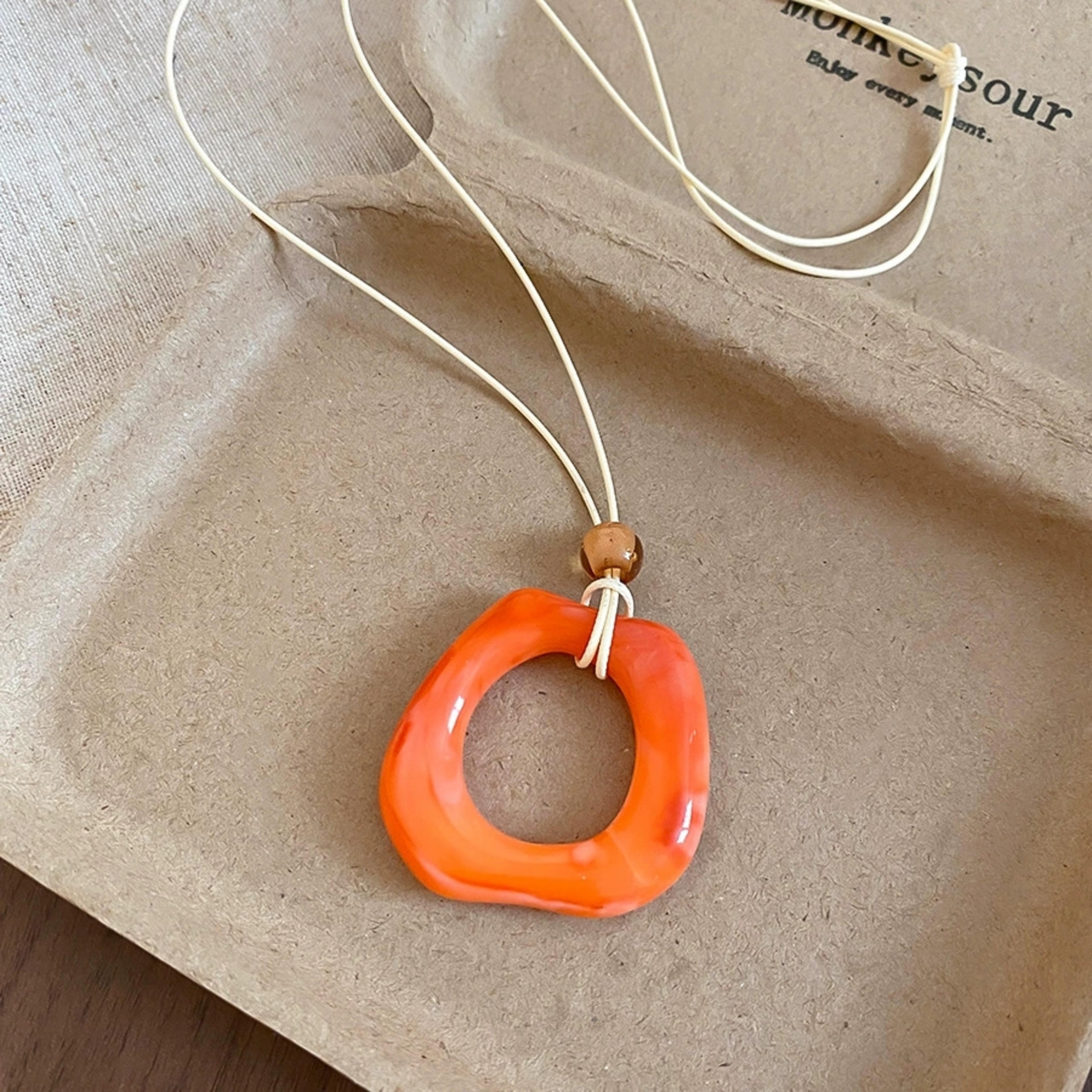 ColorPop Resin Pendant Necklace Modern Geometric Necklace With Long Rope Cord For Women 3