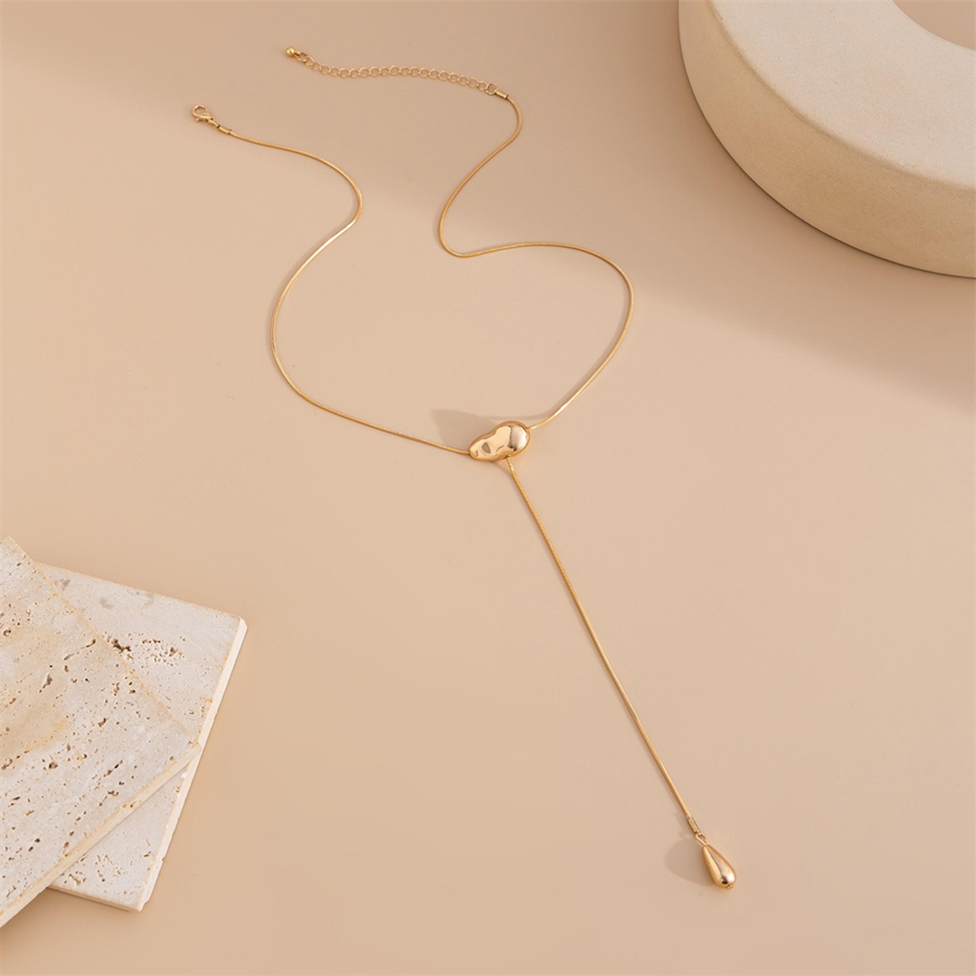 Elegant Water Drop Pendant Necklace Minimalist Necklace With Long Chain For Women 1
