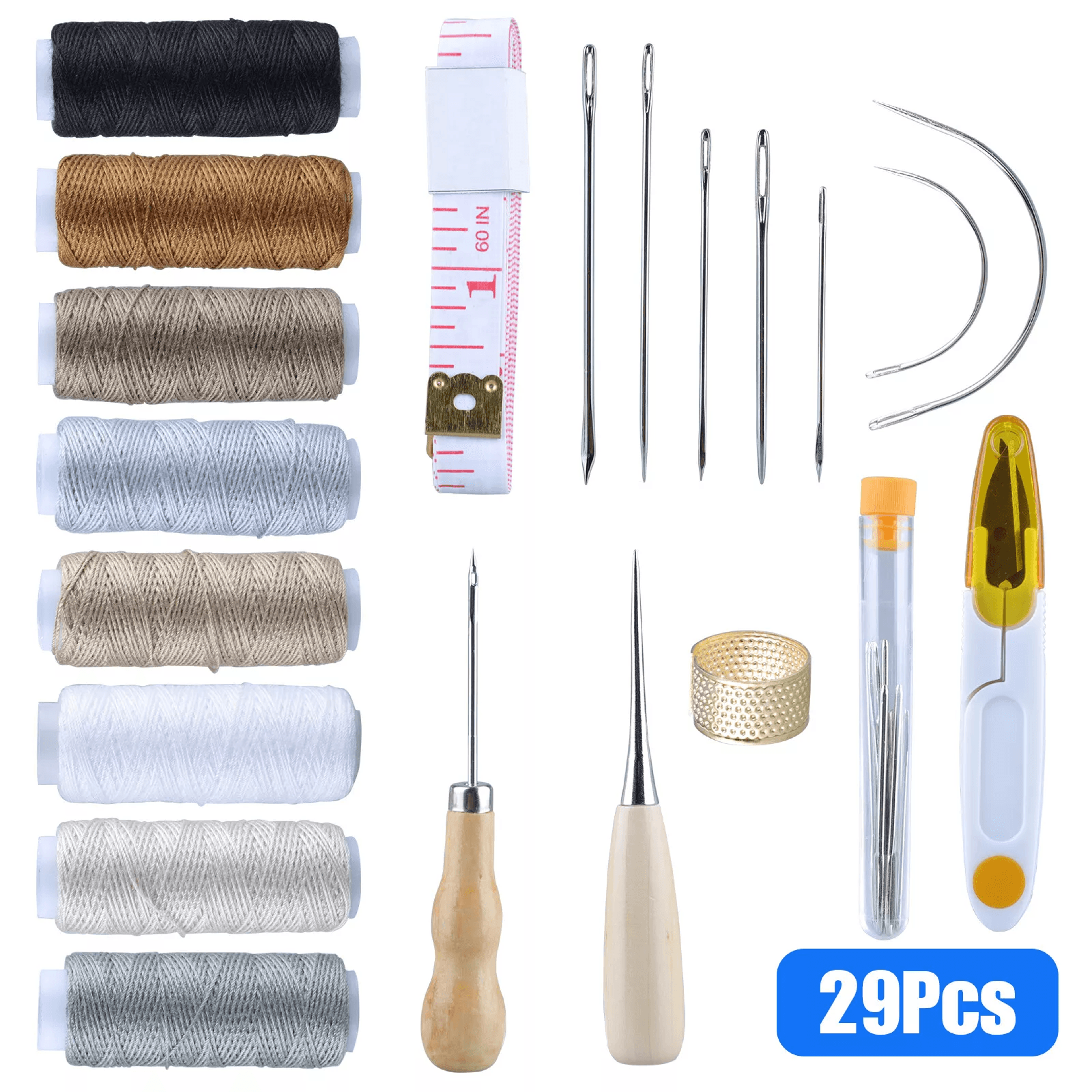 upholstery leather canvas repair kit, curved hand sewing needles for sail, carpet, fabric, tent & diy projects
