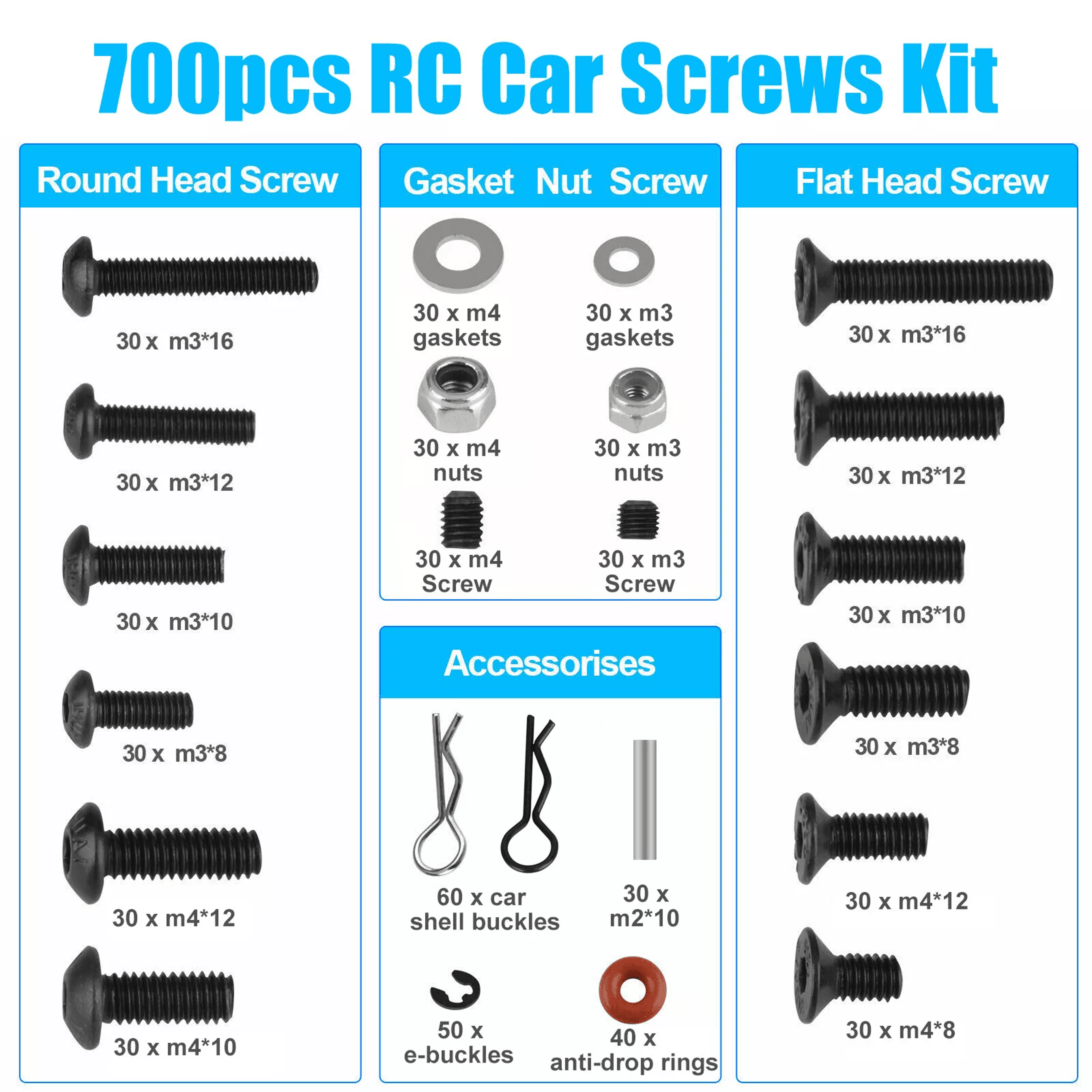 Metal RC Screws Kit Tool For RC Car Crawler Universal Fix Repair Set 1