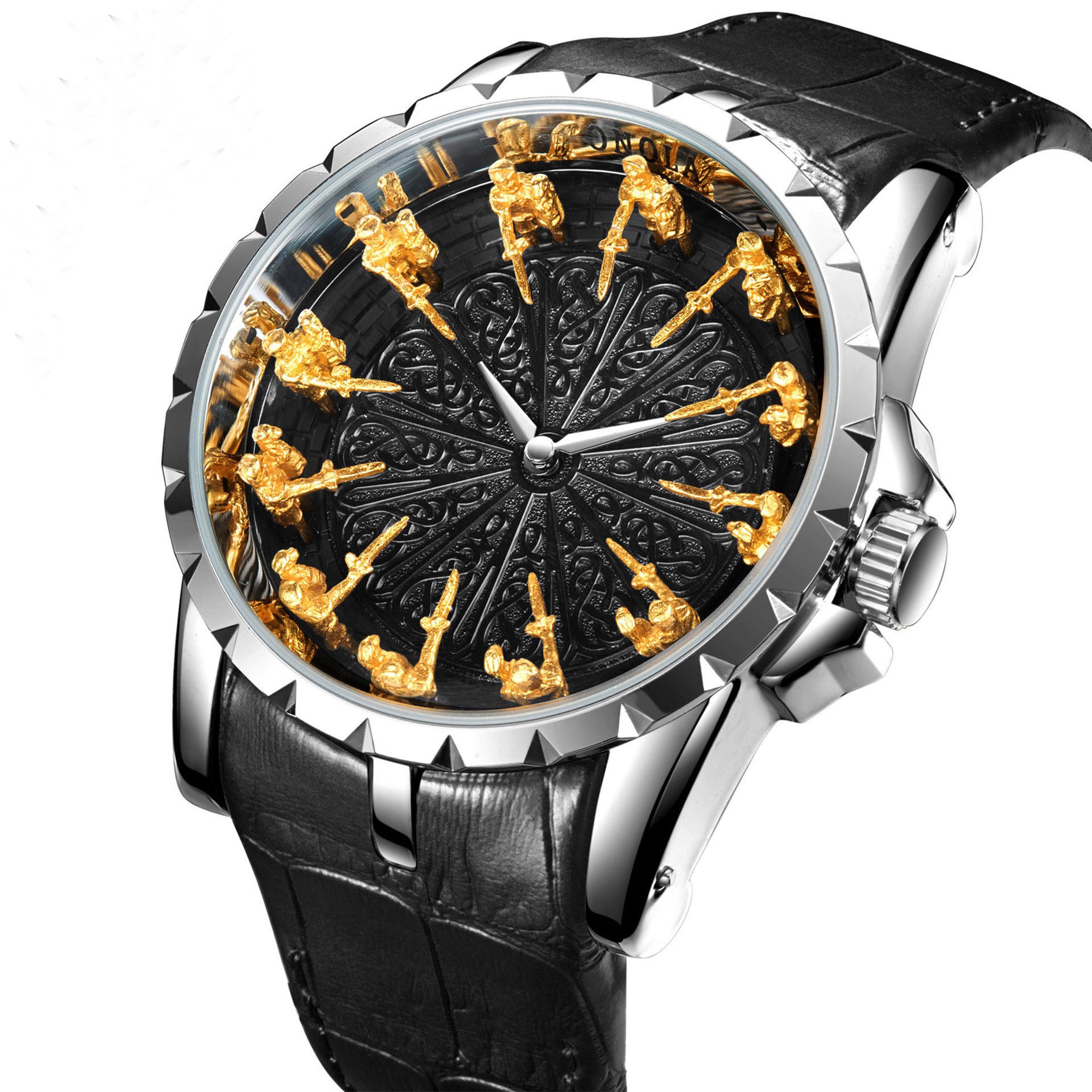 medieval style men waterproof quartz watch, twelve knight design, classic gift for him, luxury retro timepieces