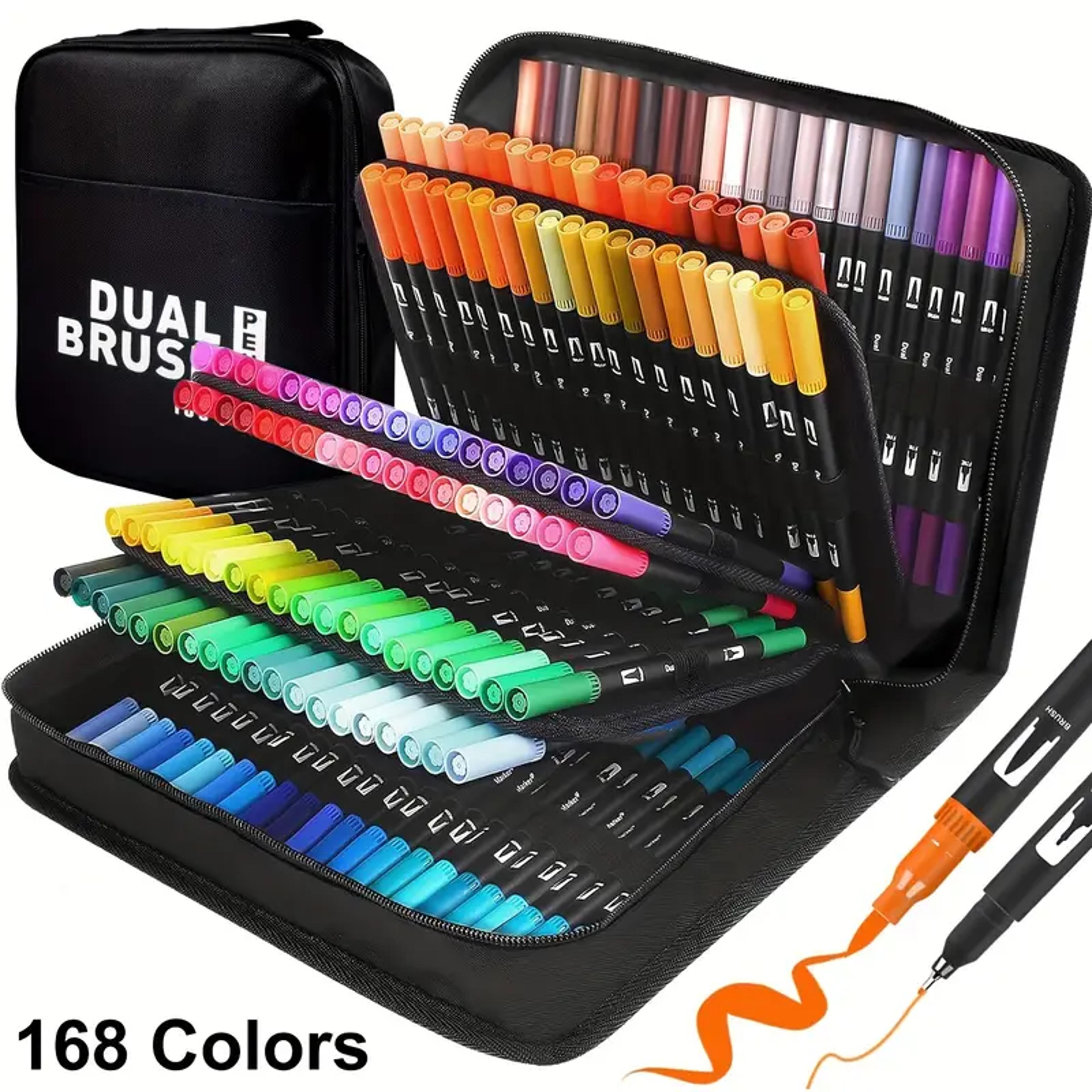 Dual Tip Brush Pens For Coloring Books  Artists  Vibrant Markers Kit 1