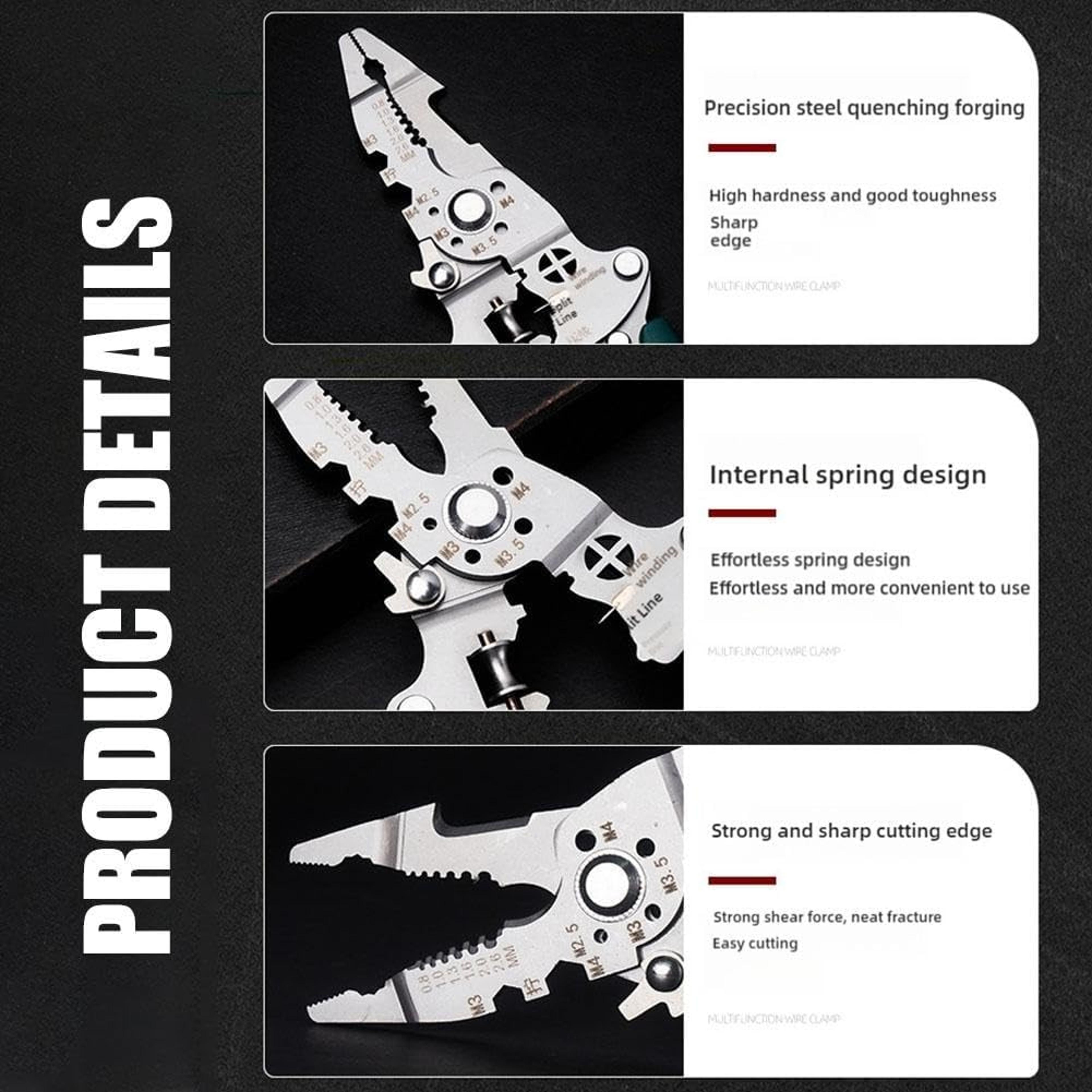 Professional Multifunction Electrician Pliers Foldable Wire Stripper Tool 3
