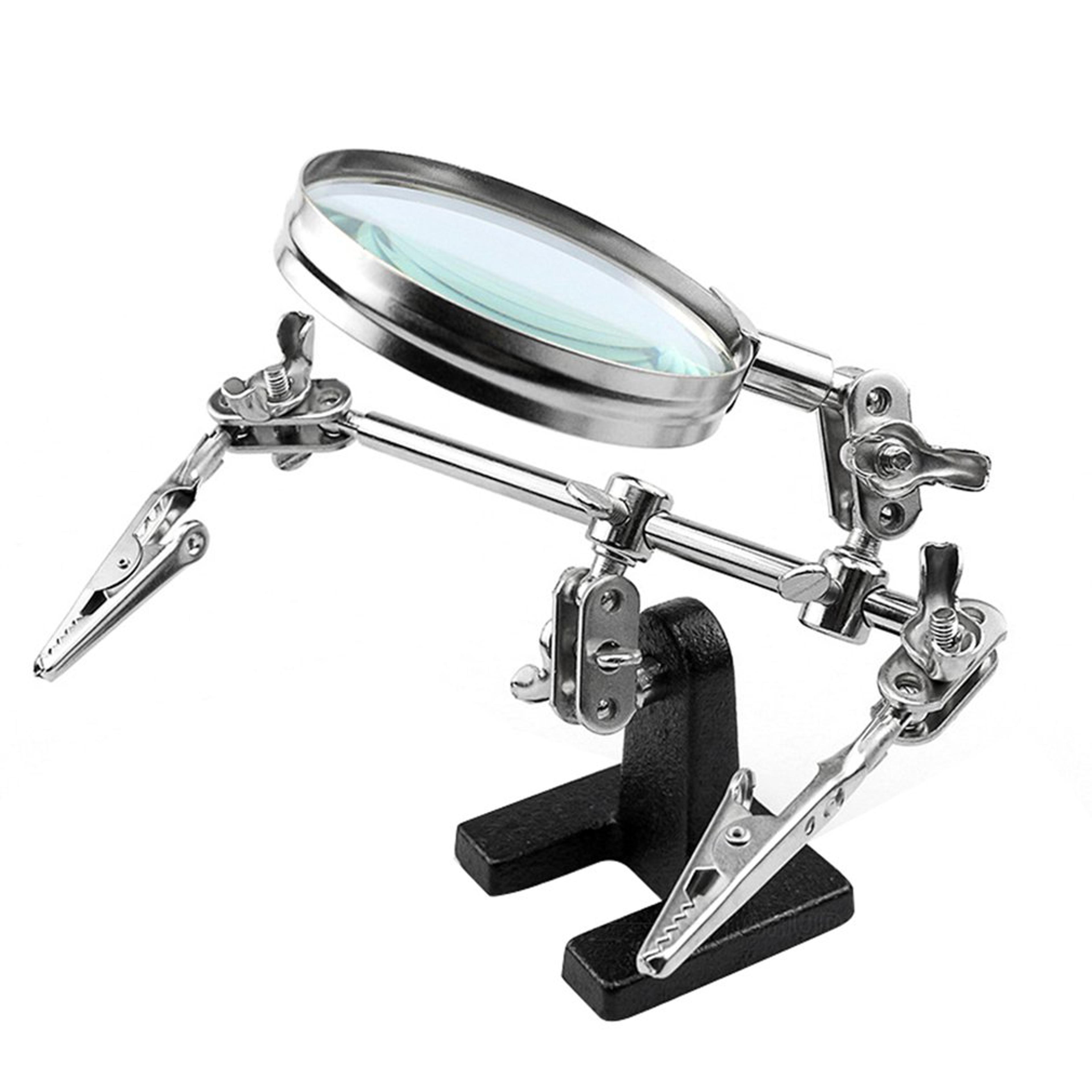 Precision Helping Hands Magnifier Stand Adjustable Soldering  Craft Tool With Dual Alligator Clips 5