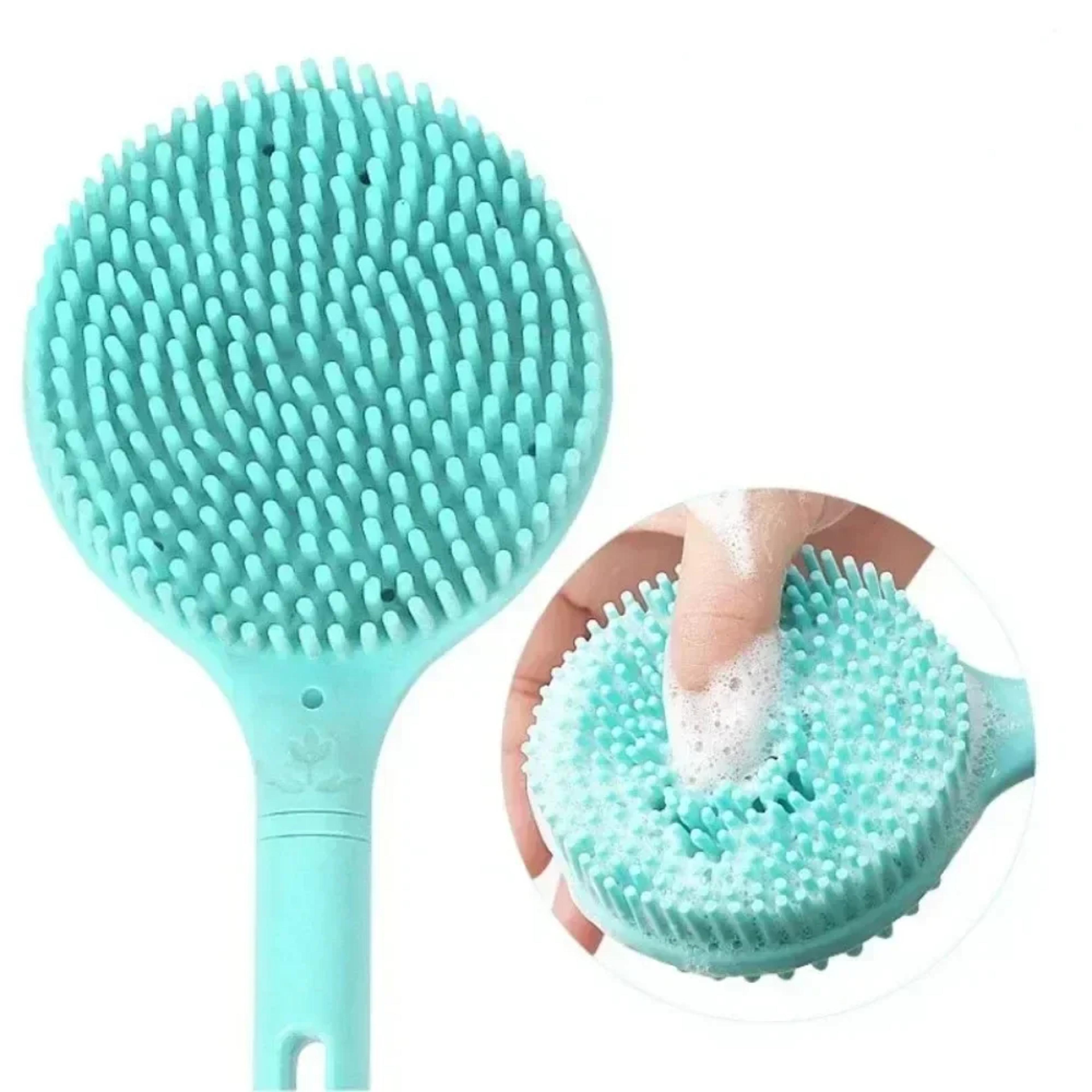 SilkyReach Silicone Bath Brush Long Handle Back Scrubber  Shower Massager 2