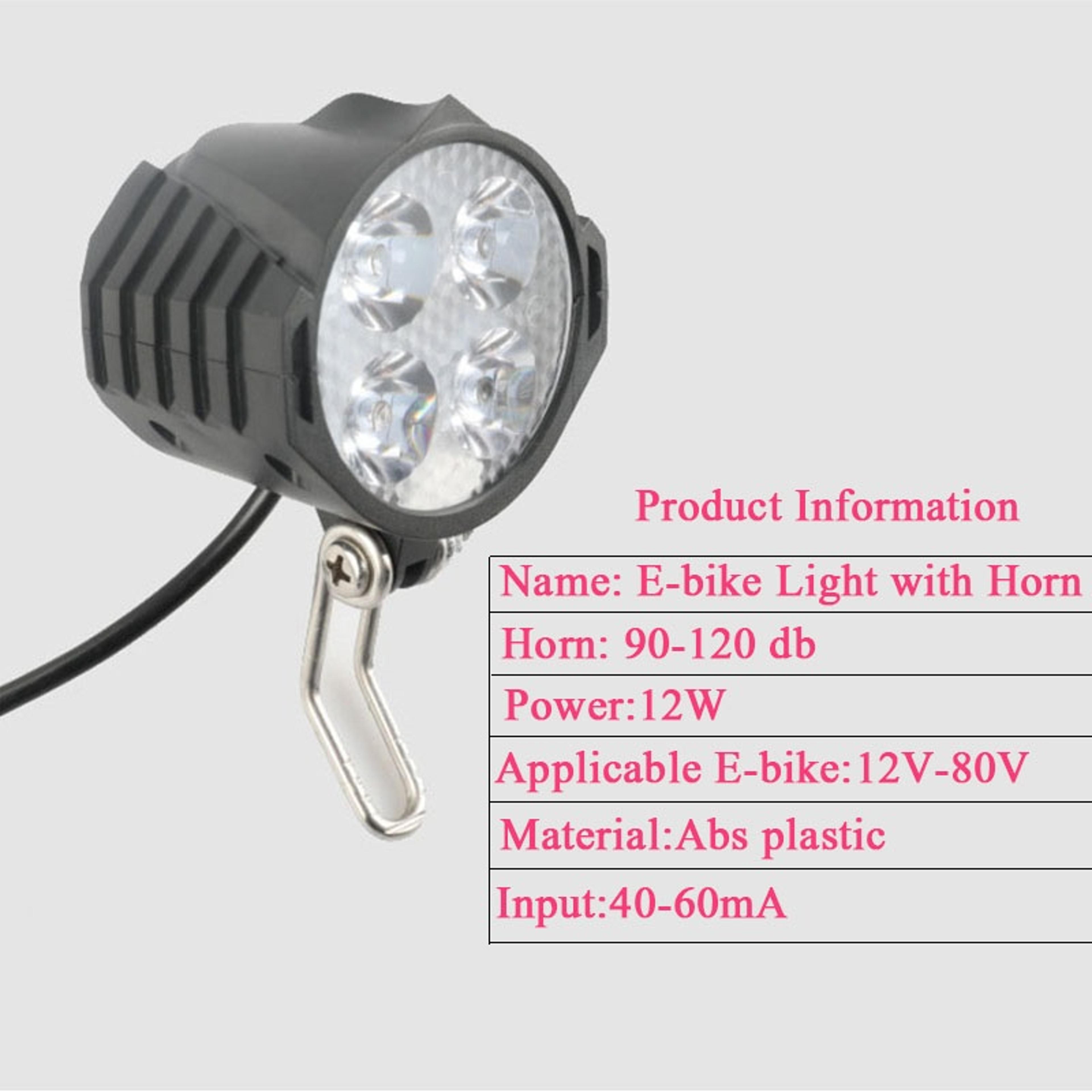 Electric Bike Headlight With Horn Switch Waterproof Ebike Light 3