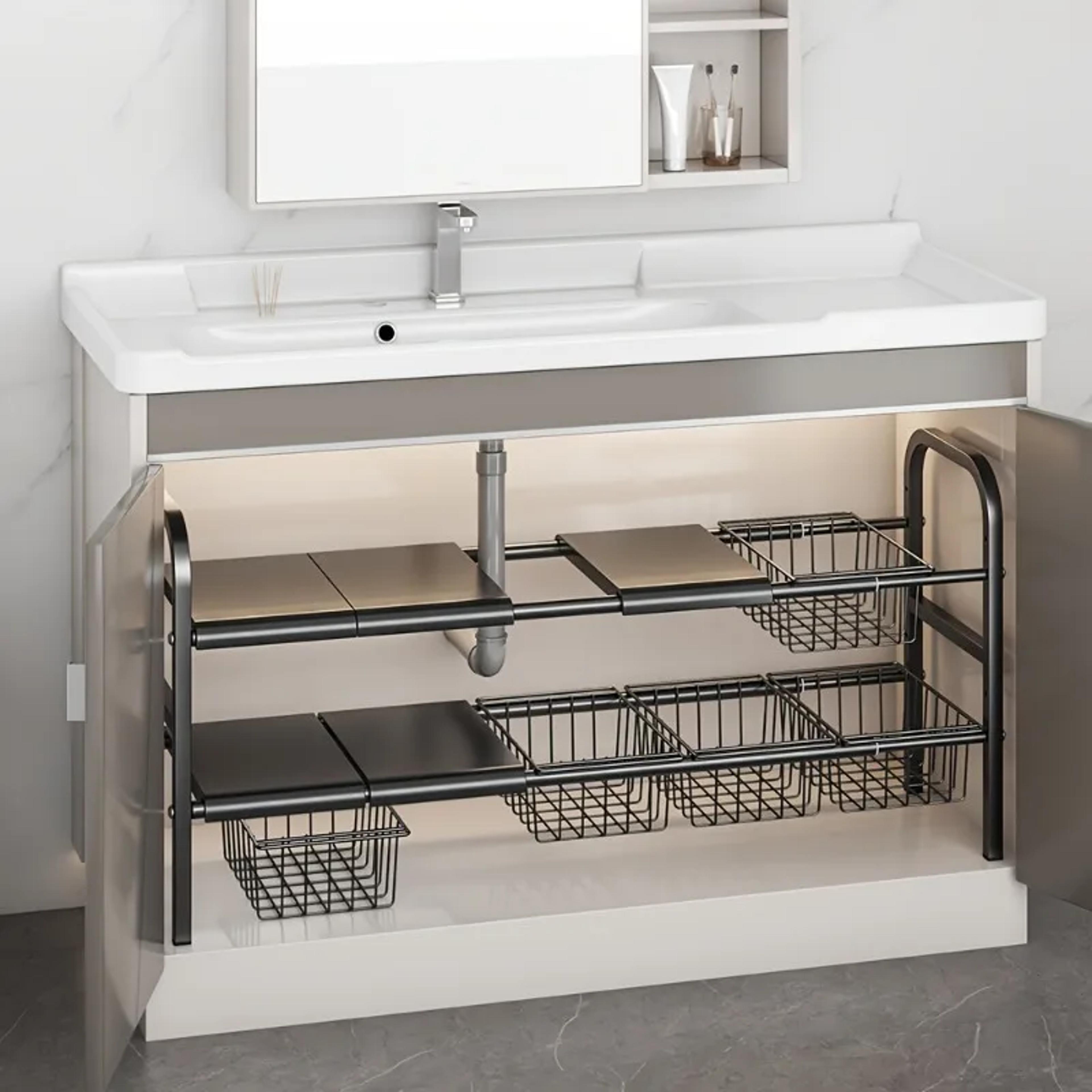 Expandable Under Sink Organizer Adjustable Cabinet Storage Rack 3